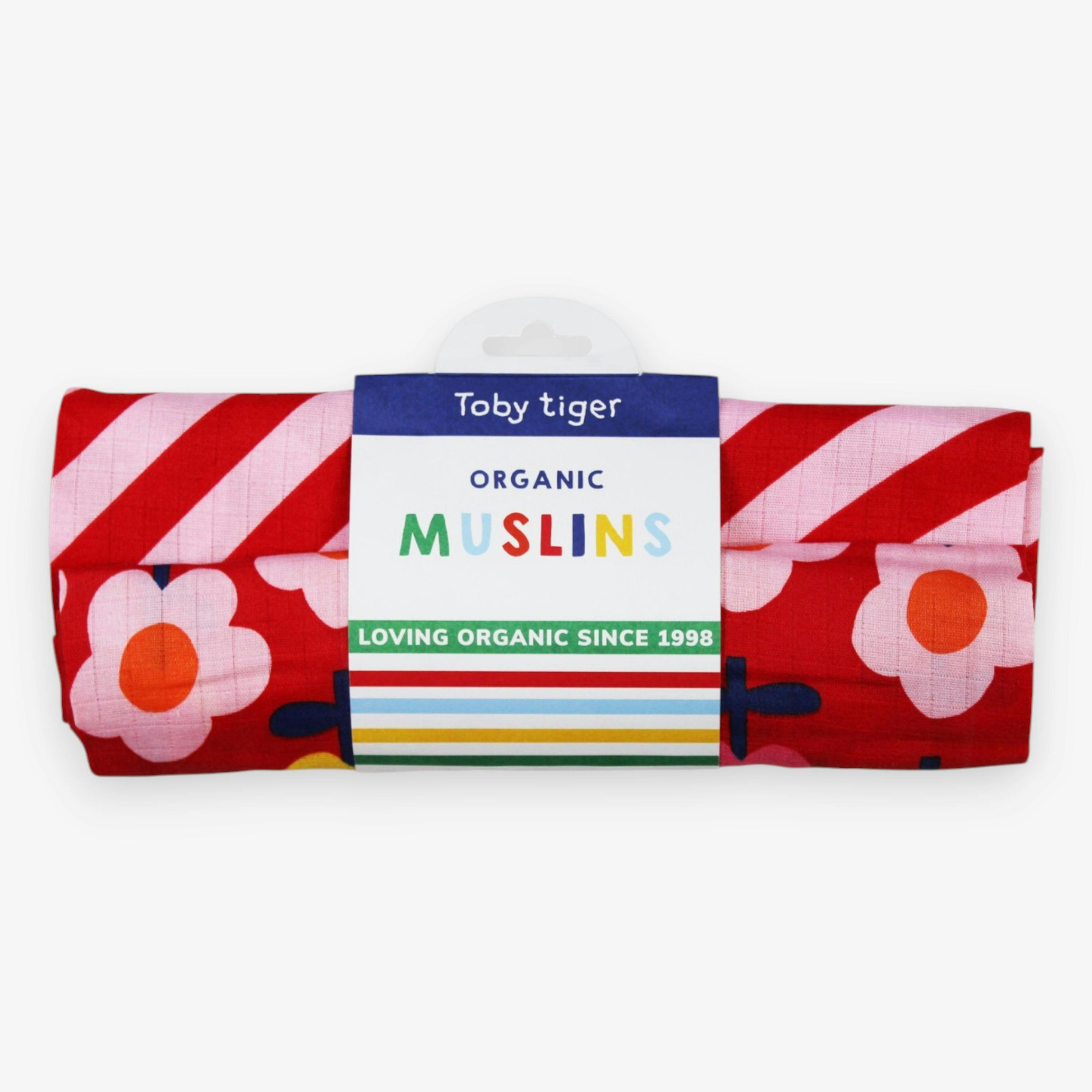 Organic Pink Flower Muslin 2-Pack , view 1 of 2