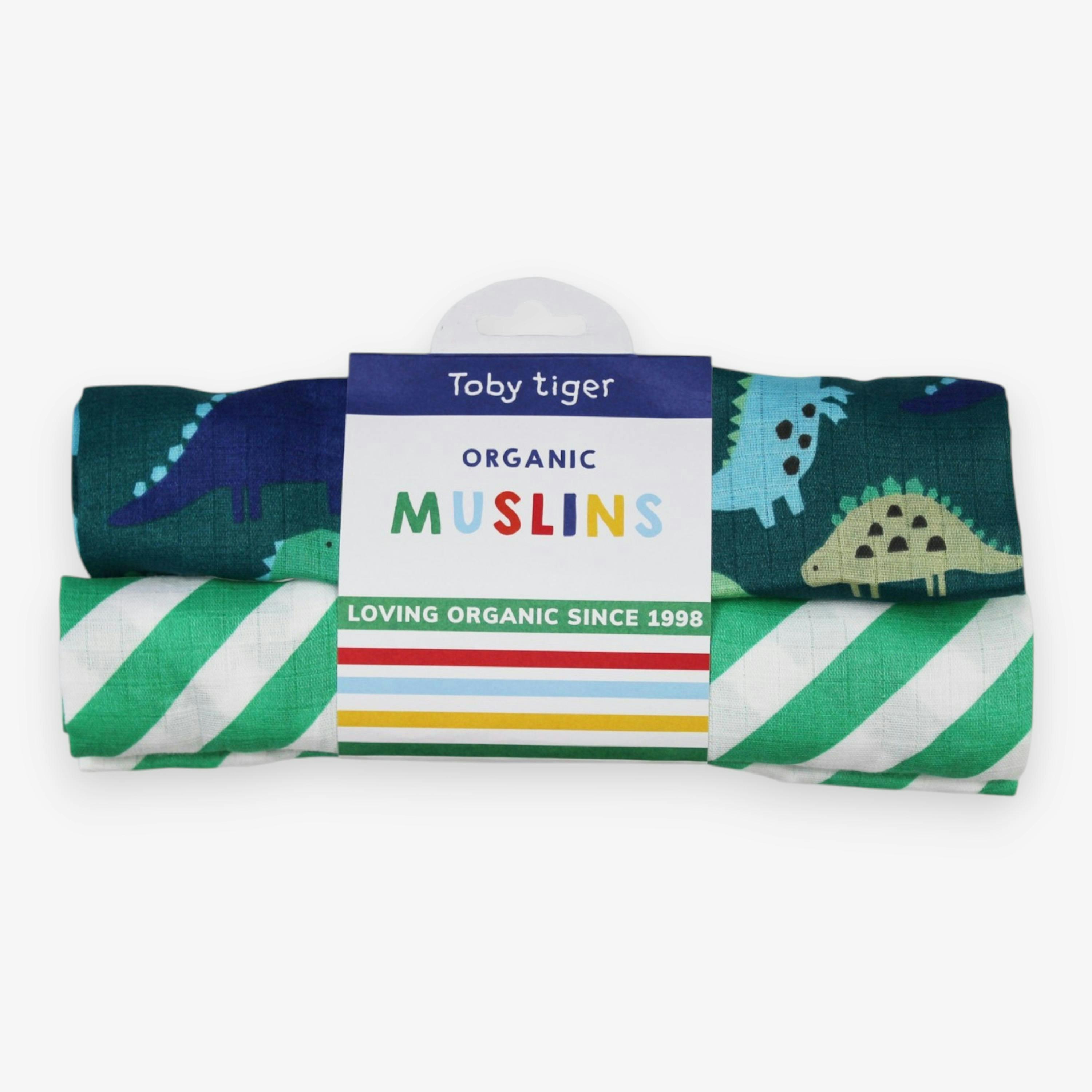 Organic Tonal Dinosaur Muslin 2-Pack , view 1 of 3