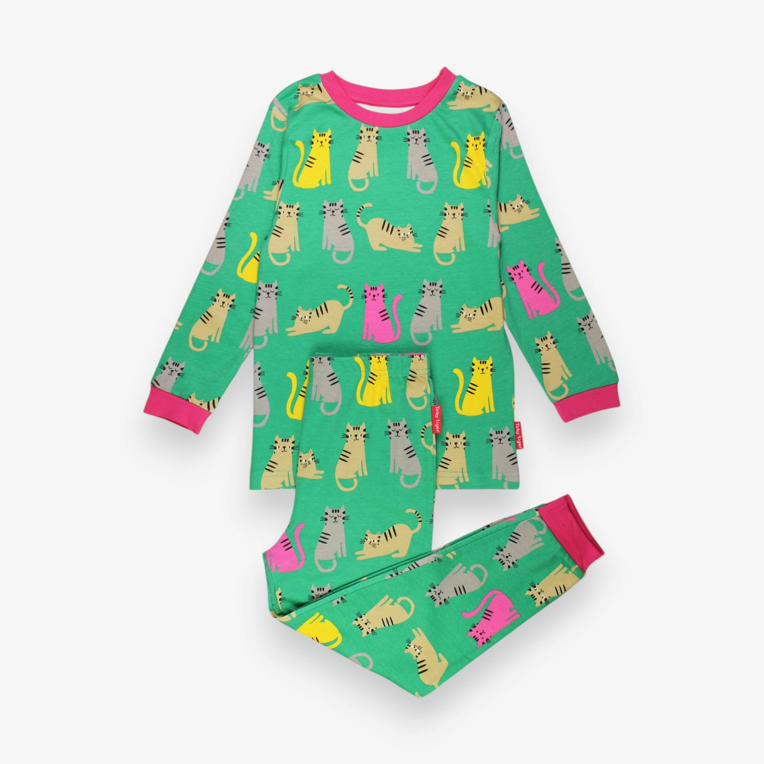 Organic Kitten Print Pyjamas , view 1 of 3