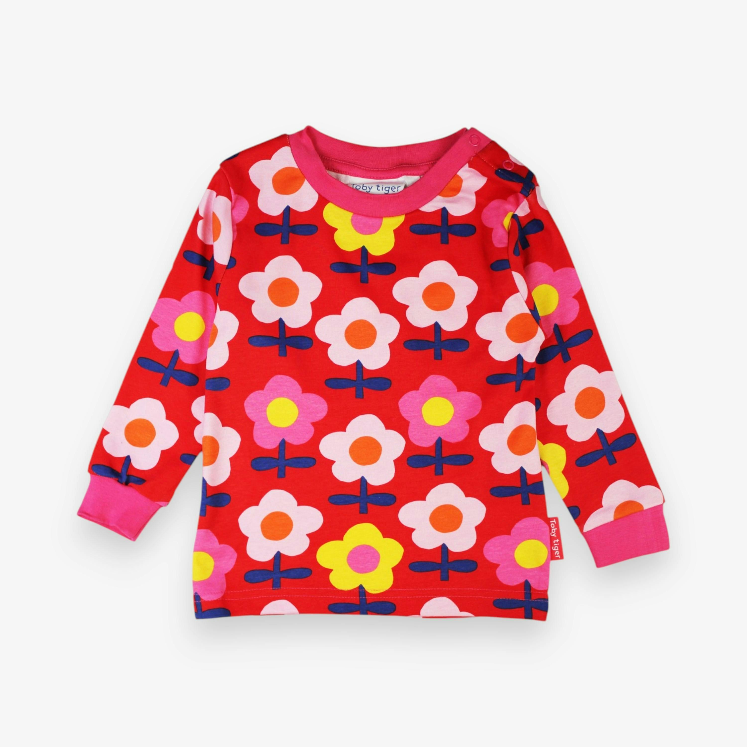 Organic Pink Flower Print Pyjamas , view 2 of 3