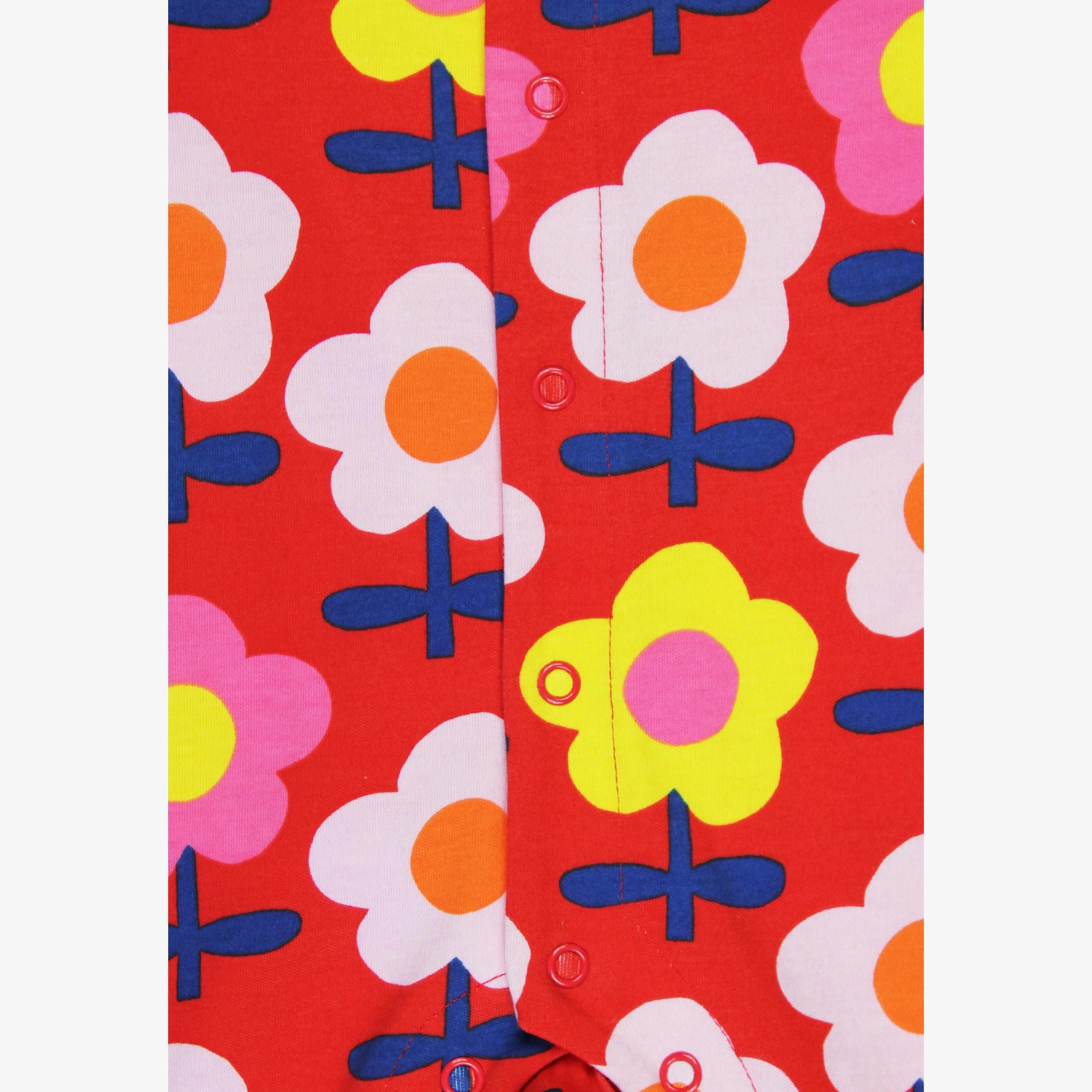 Organic Pink Flower Print Sleepsuit , view 2 of 3