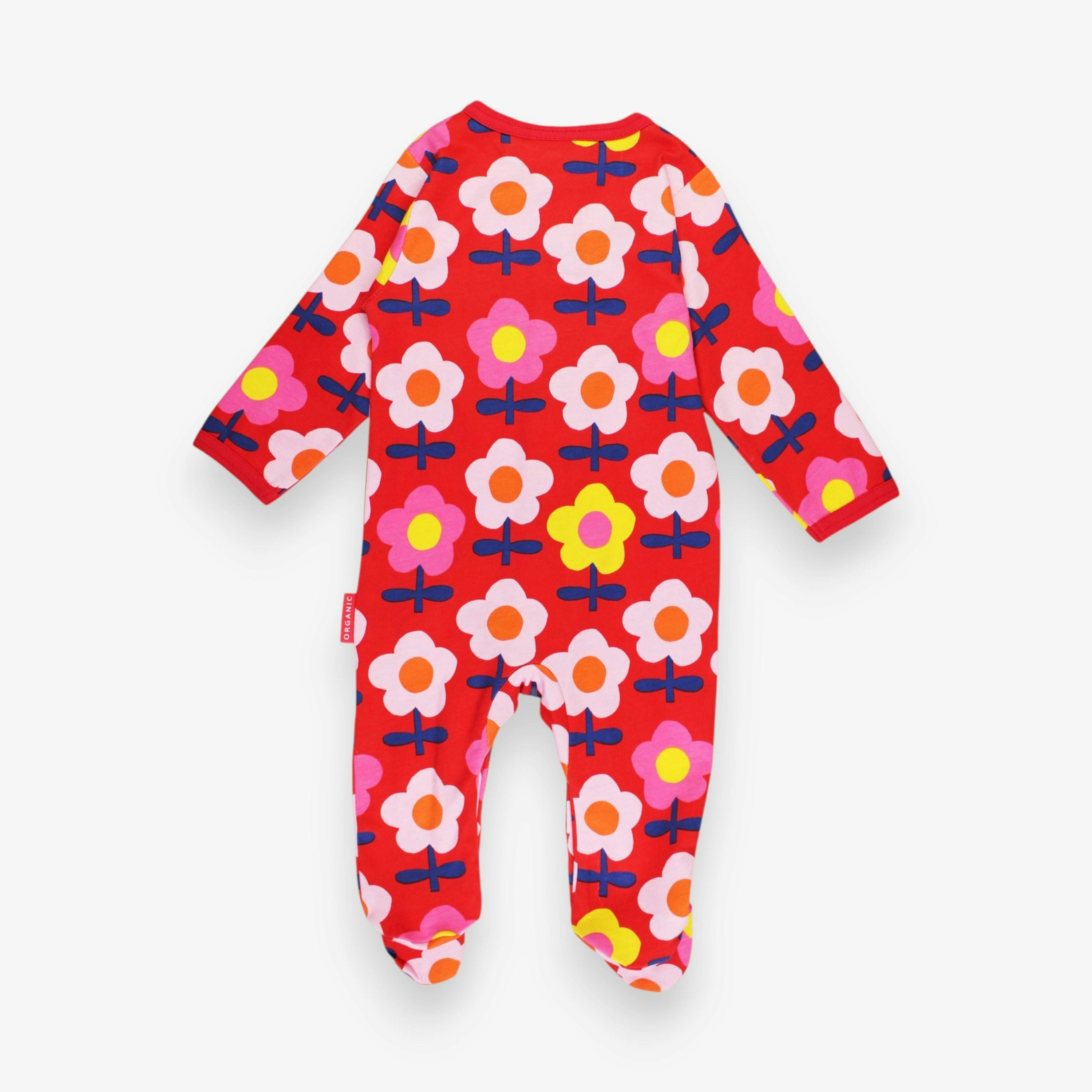 Organic Pink Flower Print Sleepsuit , view 3 of 3