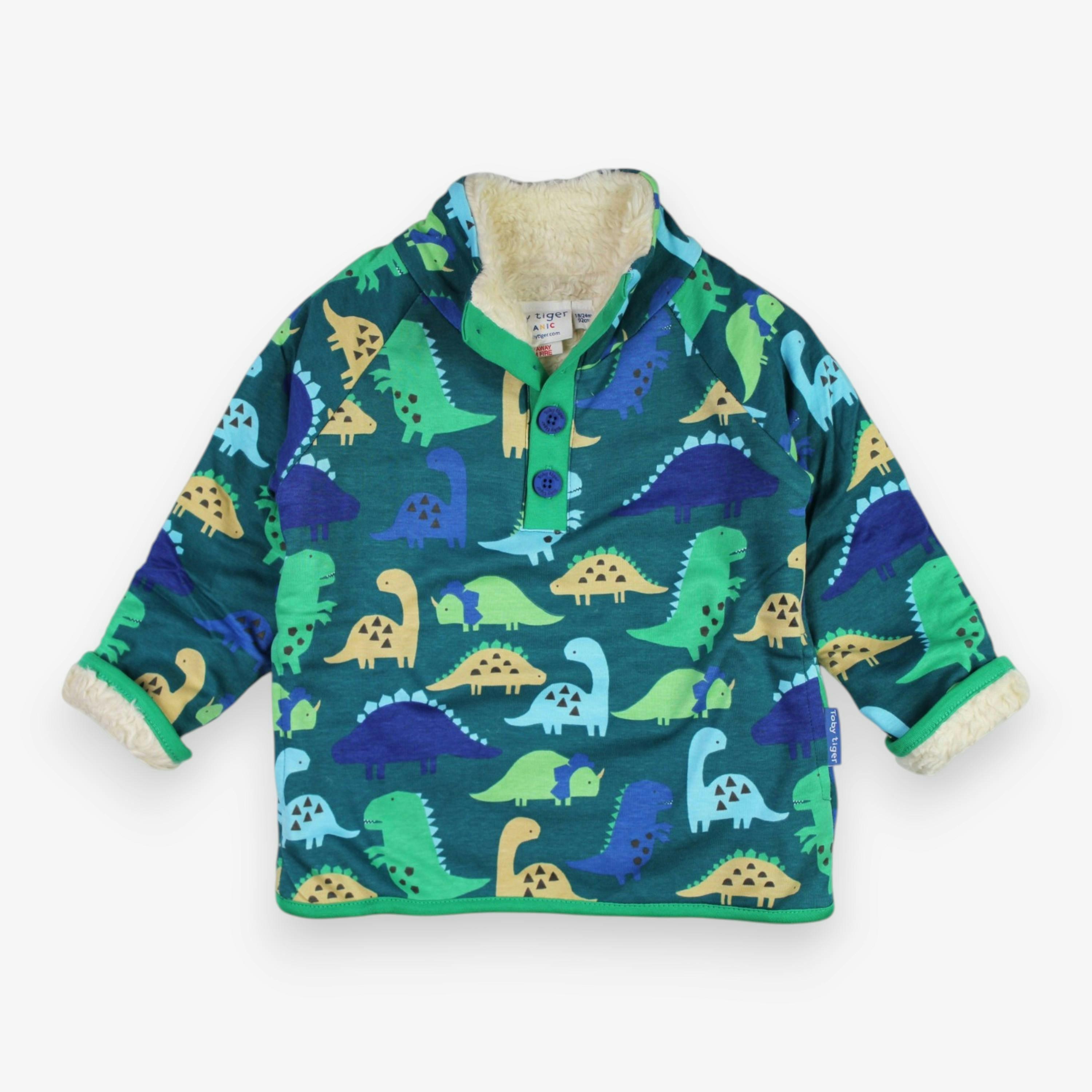 Organic Tonal Dinosaur Print Fleece Sweatshirt , view 1 of 3