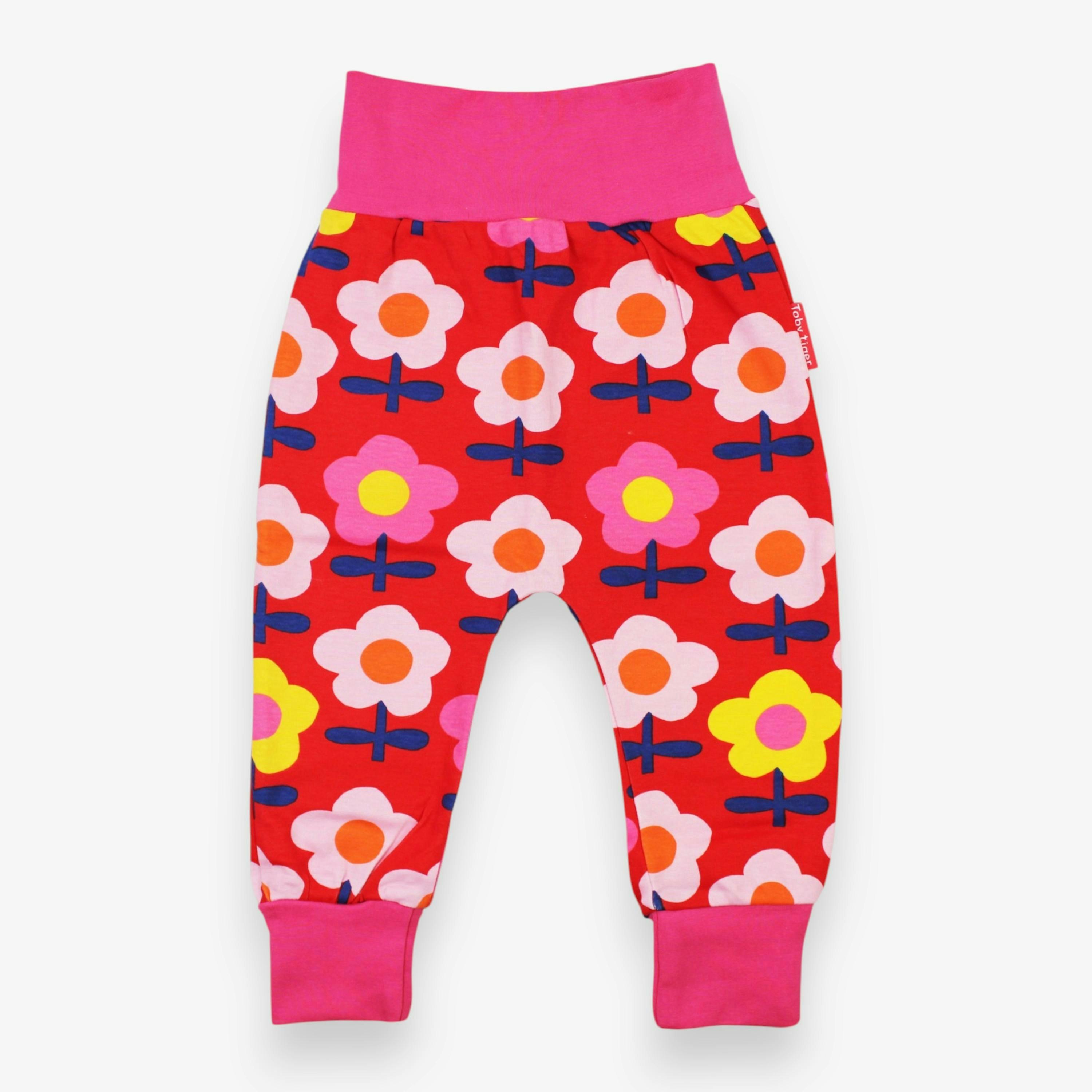 Organic Pink Flower Print Yoga Pants , view 1 of 3