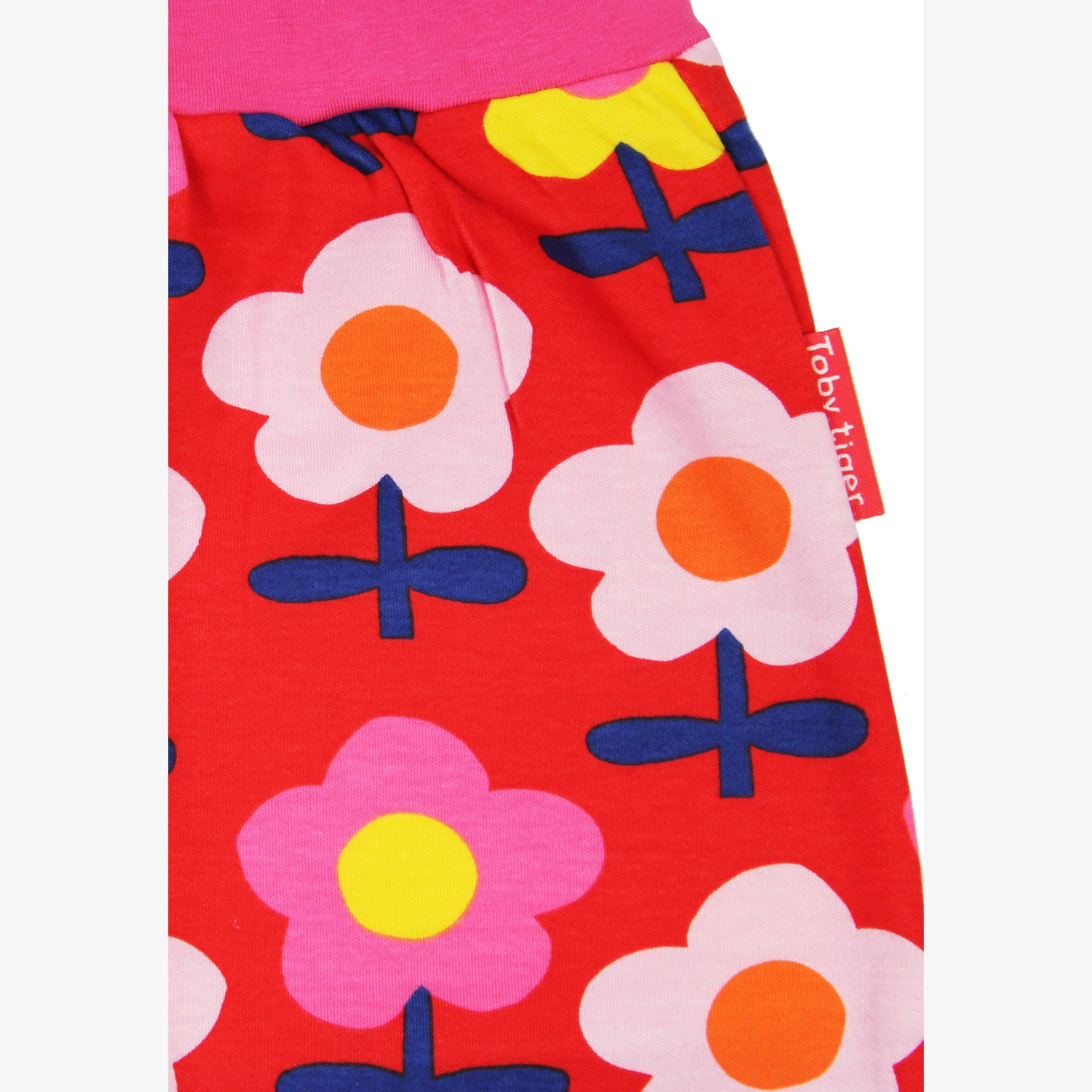 Organic Pink Flower Print Yoga Pants , view 2 of 3
