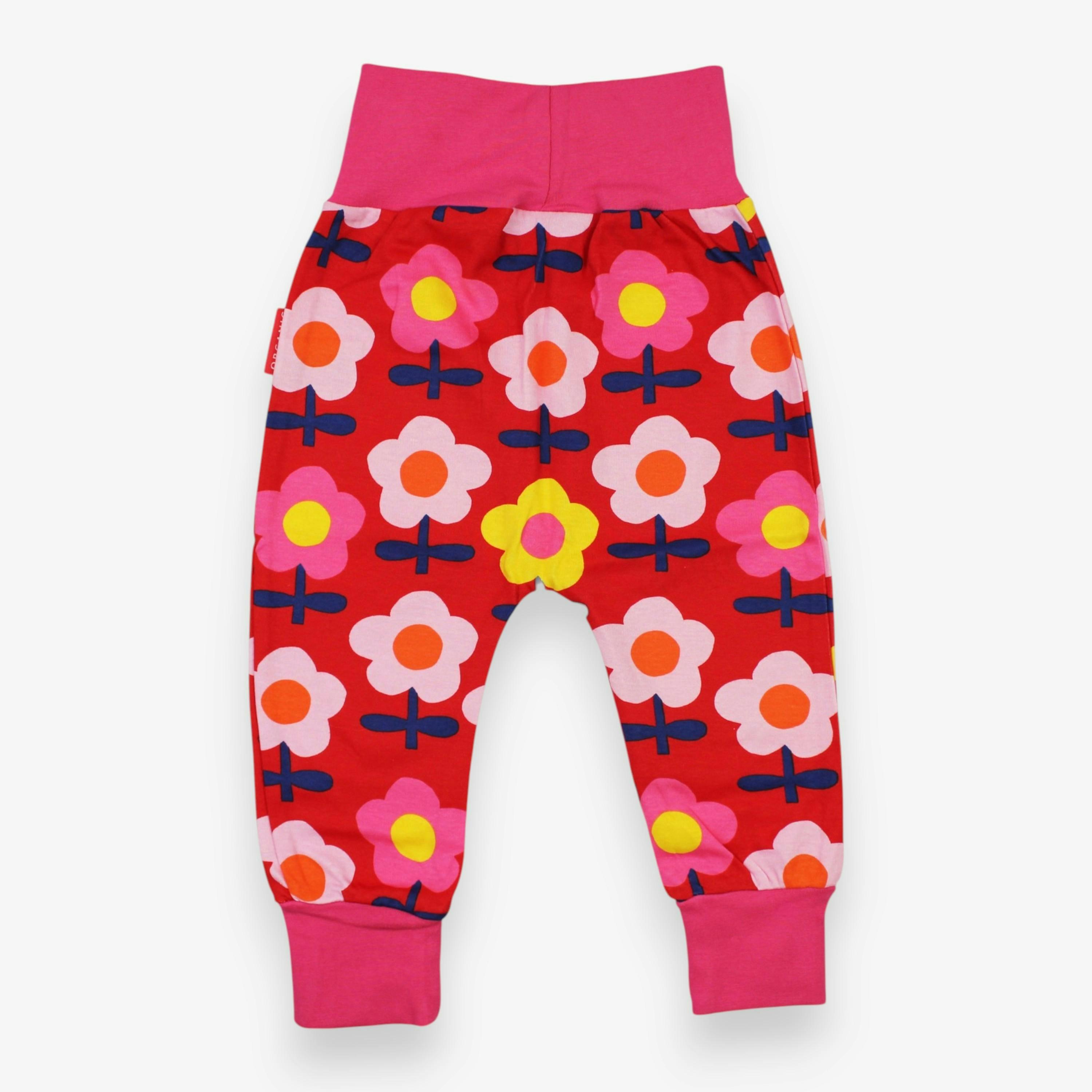 Organic Pink Flower Print Yoga Pants , view 3 of 3