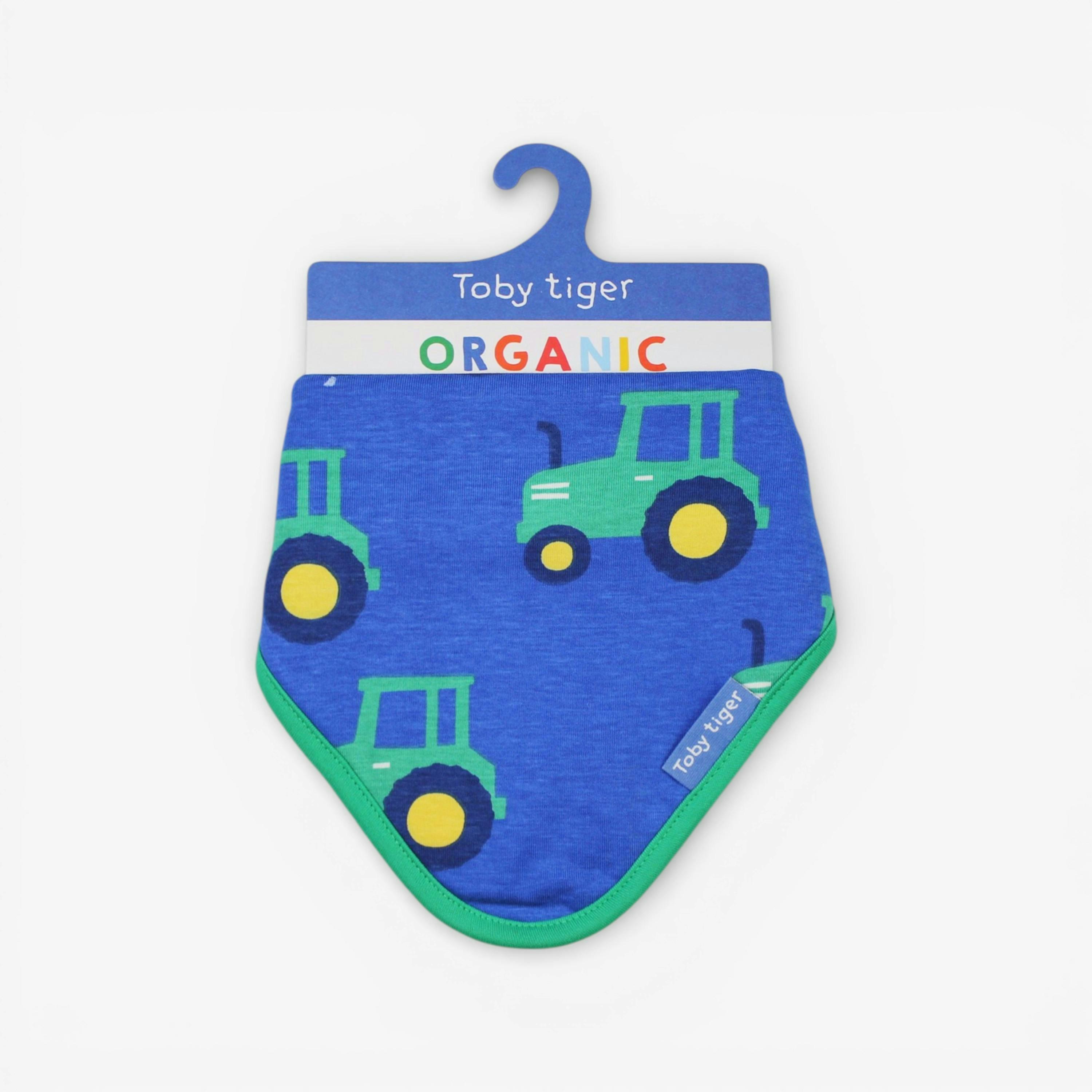 Organic Hillside Tractor Print Dribble Bib , view 1 of 3