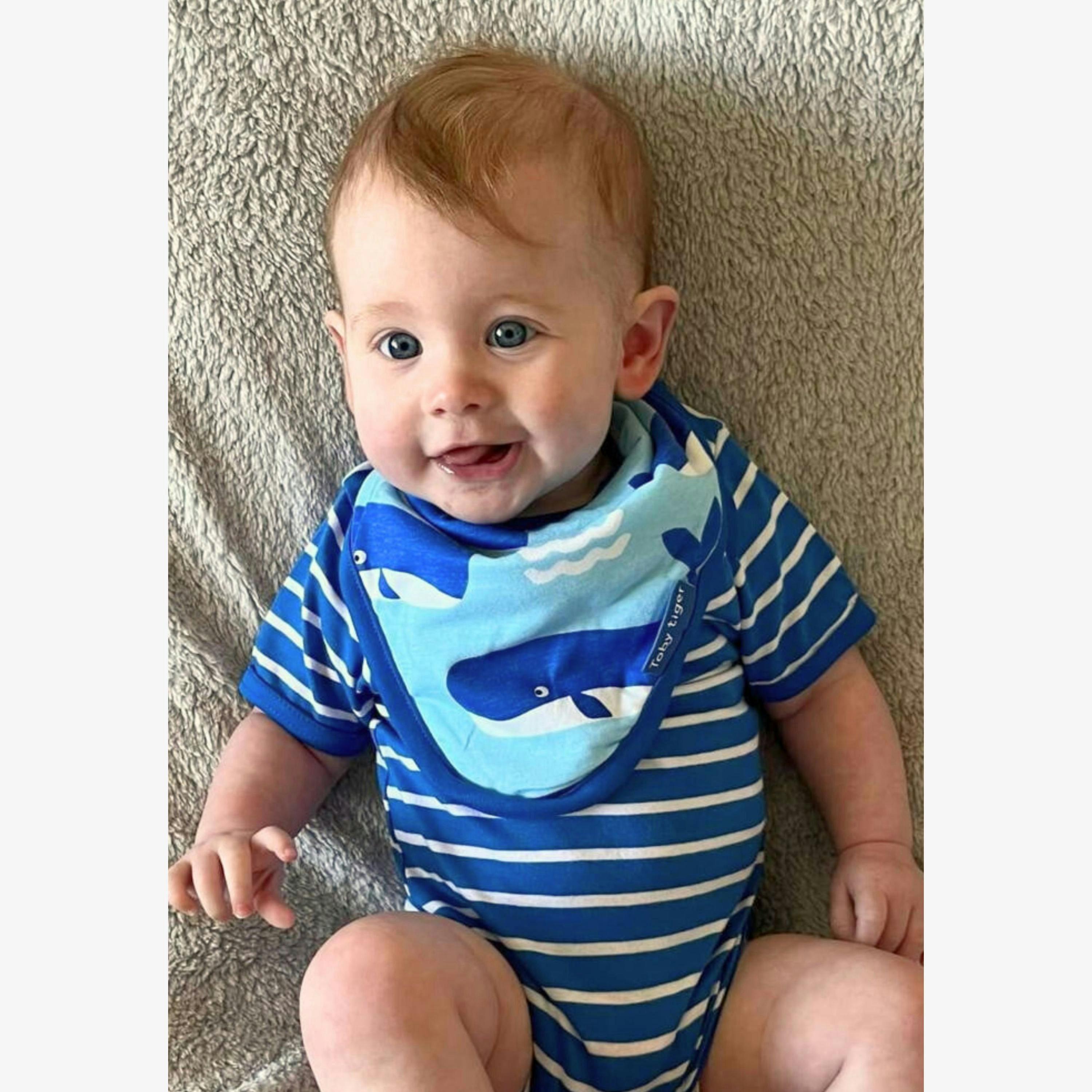 Organic Whale Waves Print Dribble Bib , view 2 of 4
