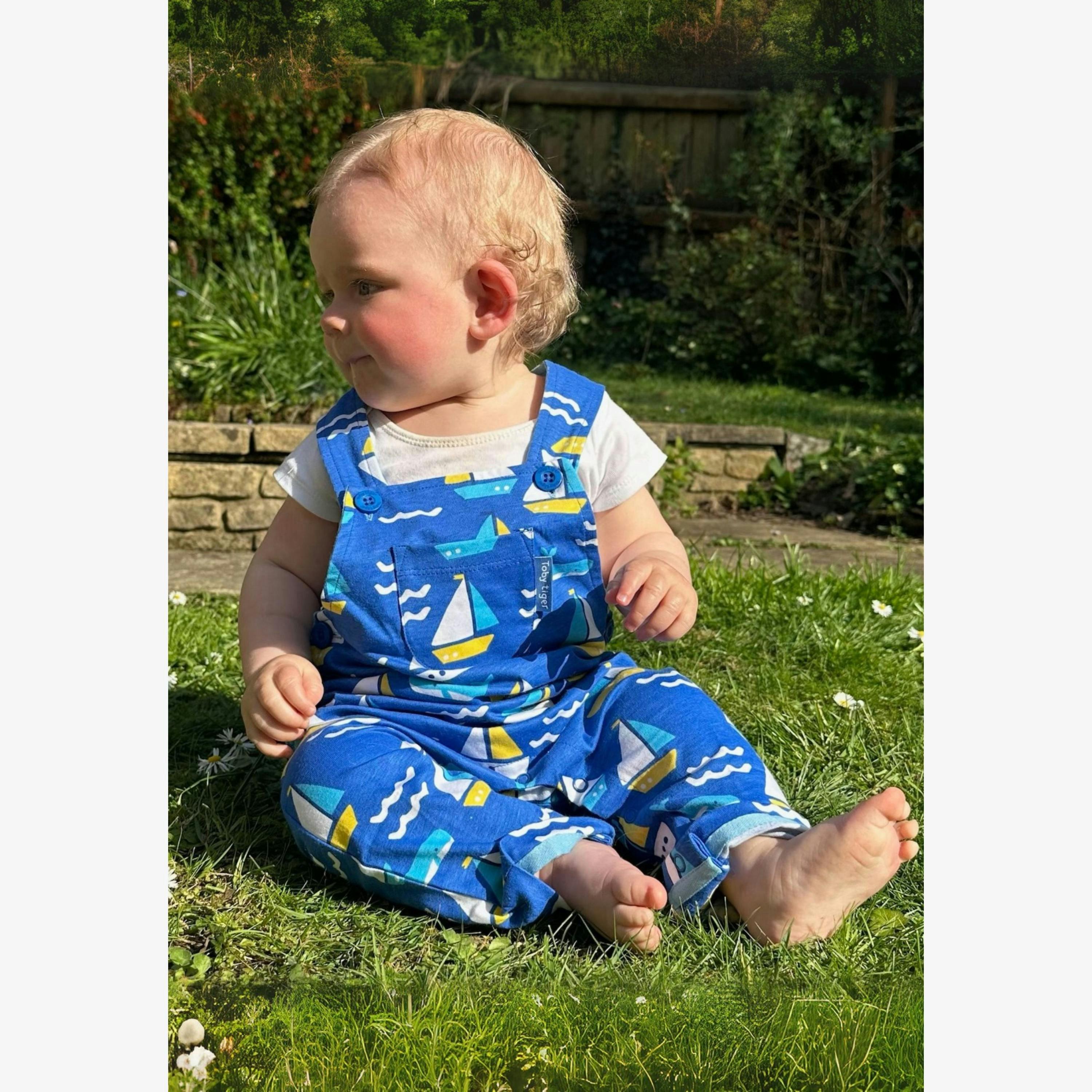 Organic St Ives Print Dungarees , view 3 of 4