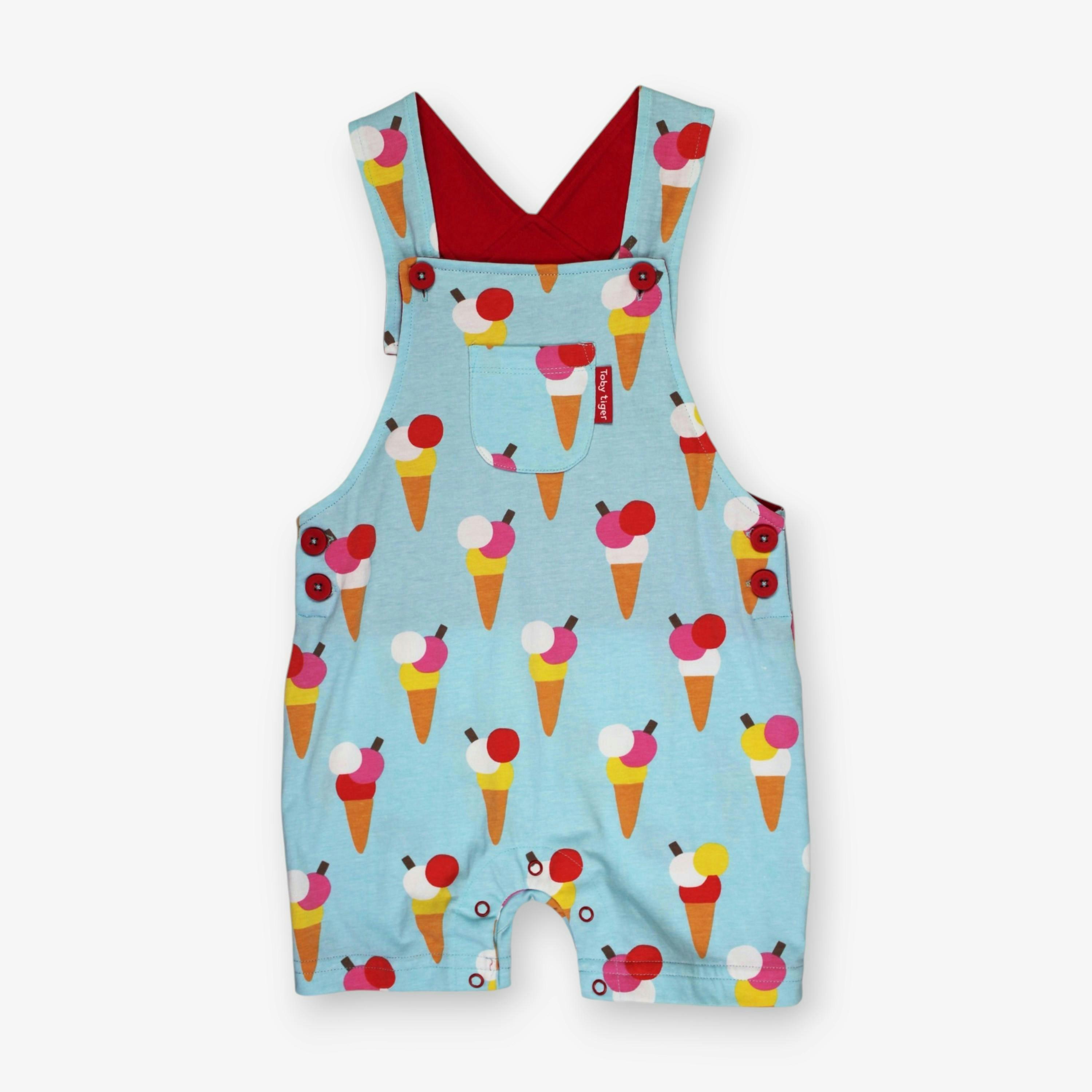 Organic Ice Cream Cones Print Dungaree Shorts , view 1 of 3