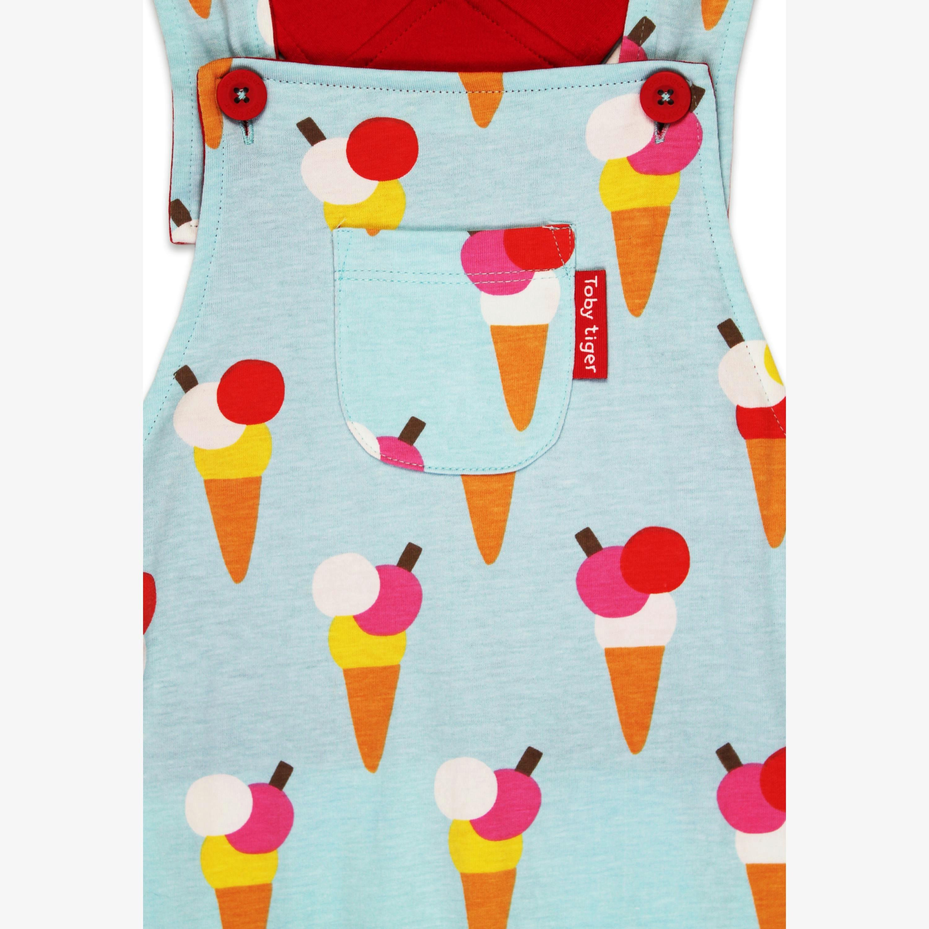 Organic Ice Cream Cones Print Dungaree Shorts , view 2 of 3