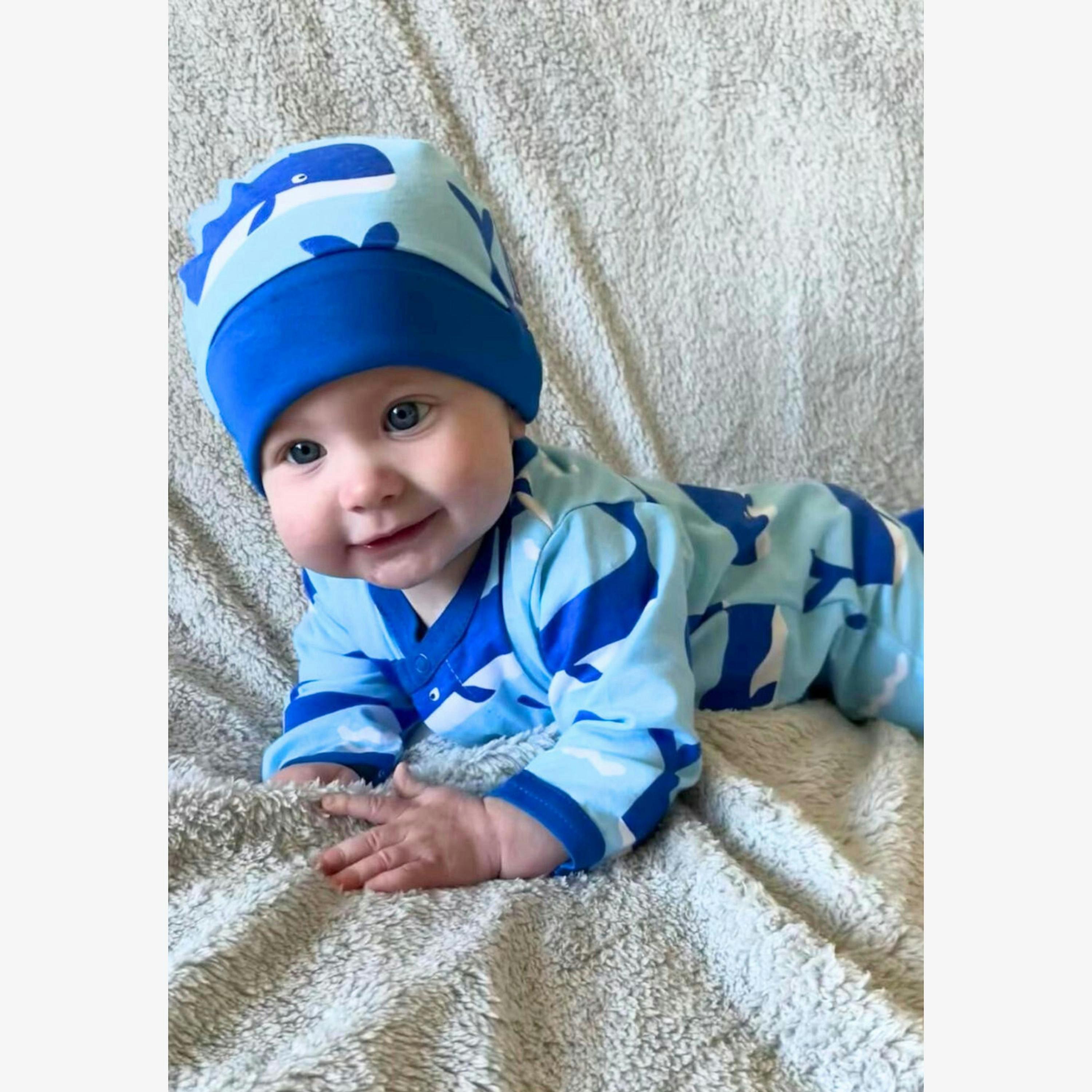 Organic Whale Waves Print Baby Gift Set , view 2 of 5
