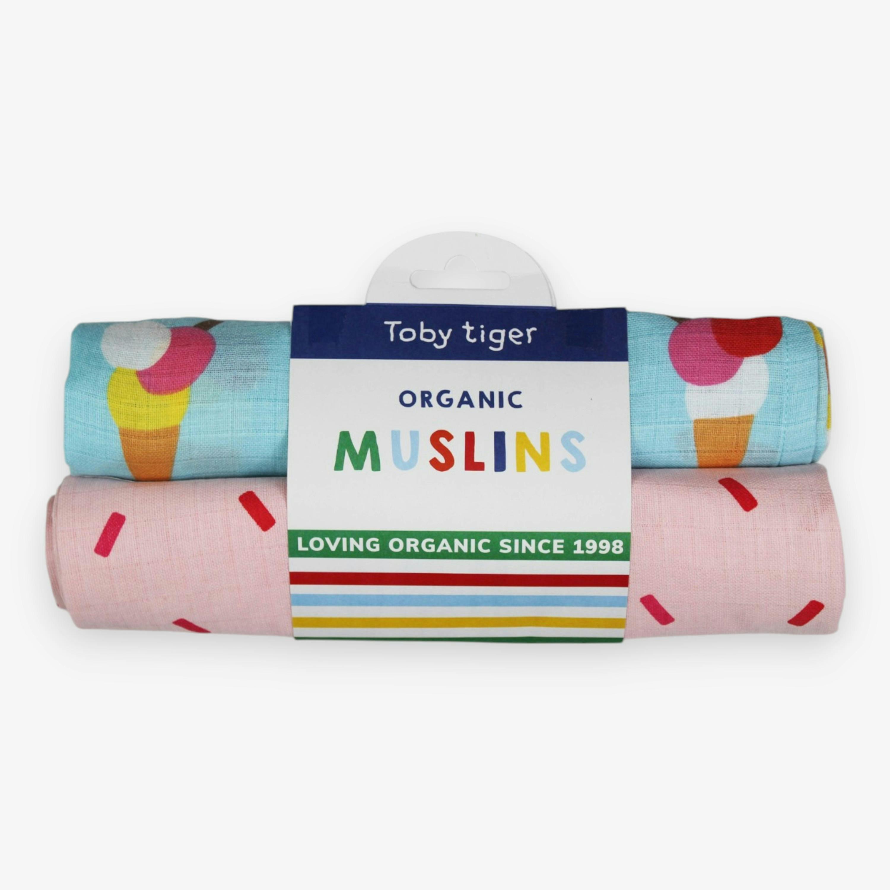 Organic Ice Cream Cones Print 2 Pack Muslins , view 1 of 3