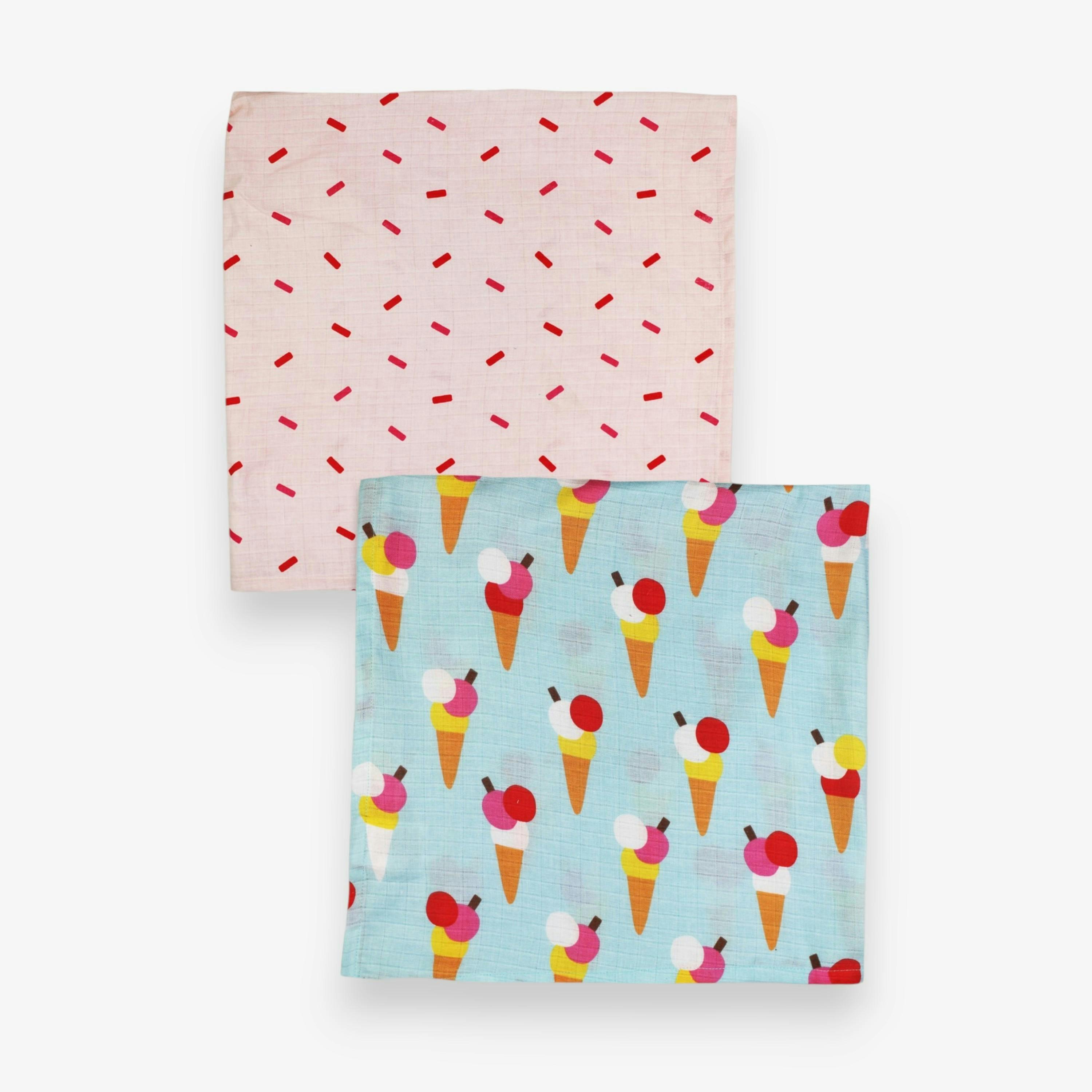 Organic Ice Cream Cones Print 2 Pack Muslins , view 2 of 3