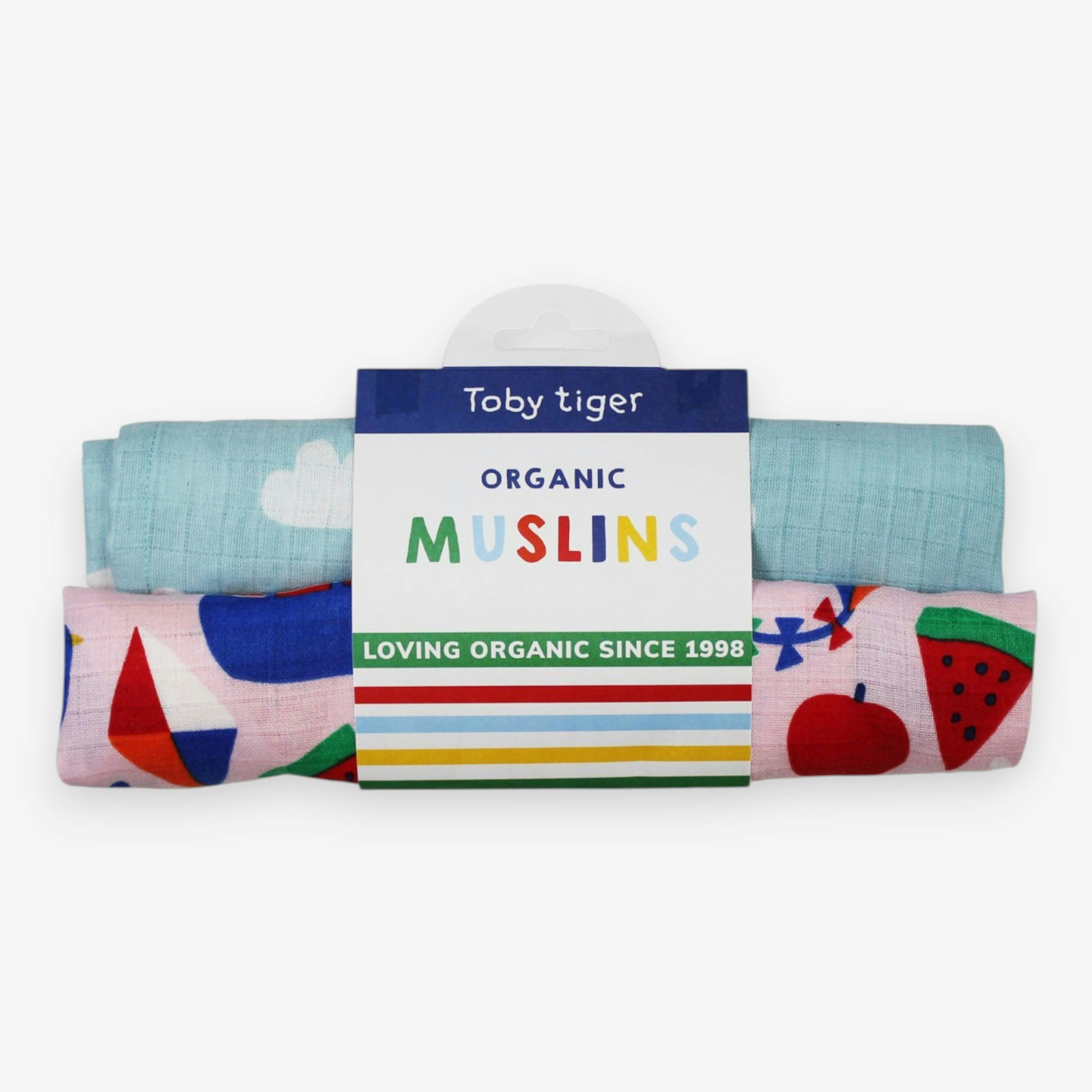 Organic Picnic Print 2 Pack Muslins , view 1 of 3