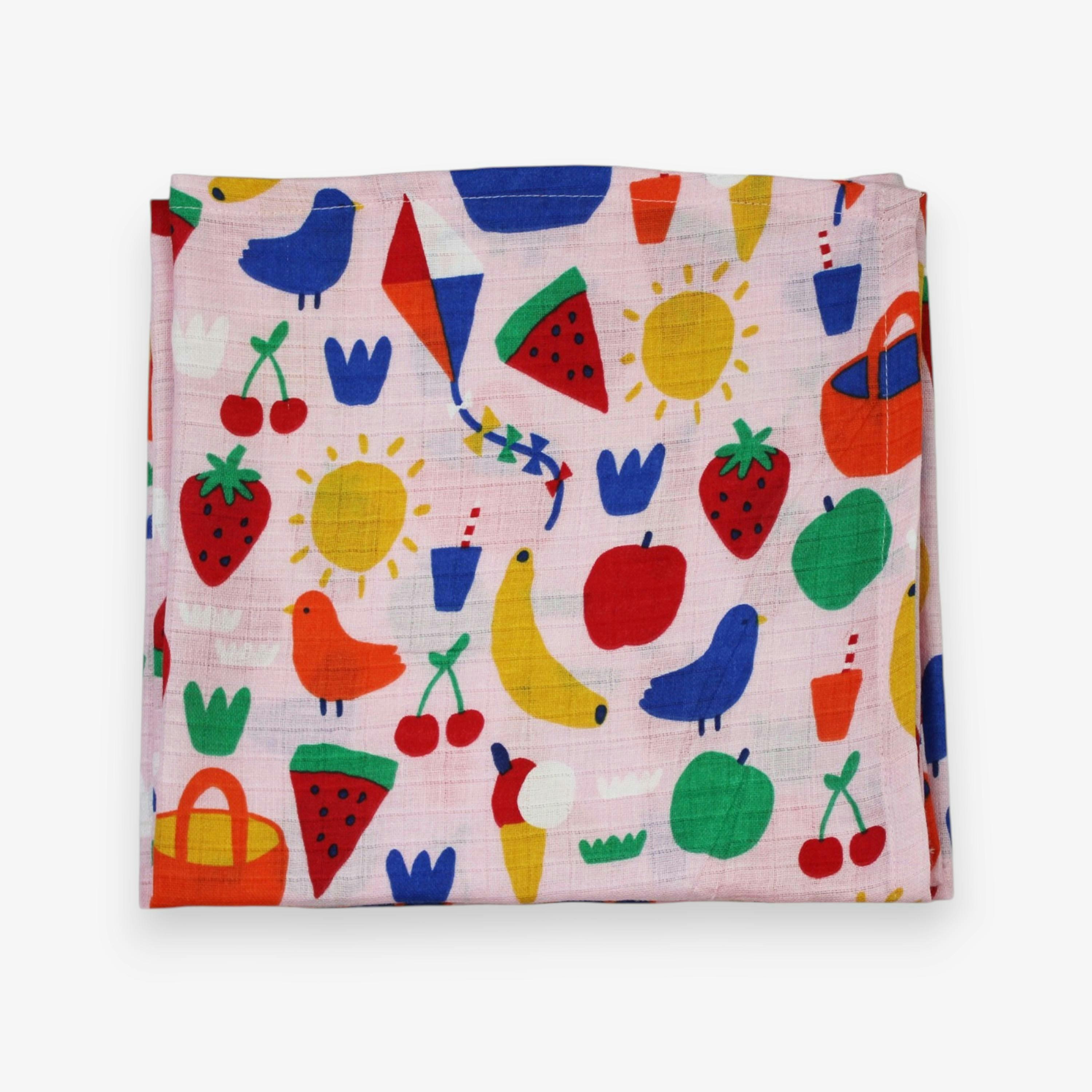 Organic Picnic Print 2 Pack Muslins , view 3 of 3
