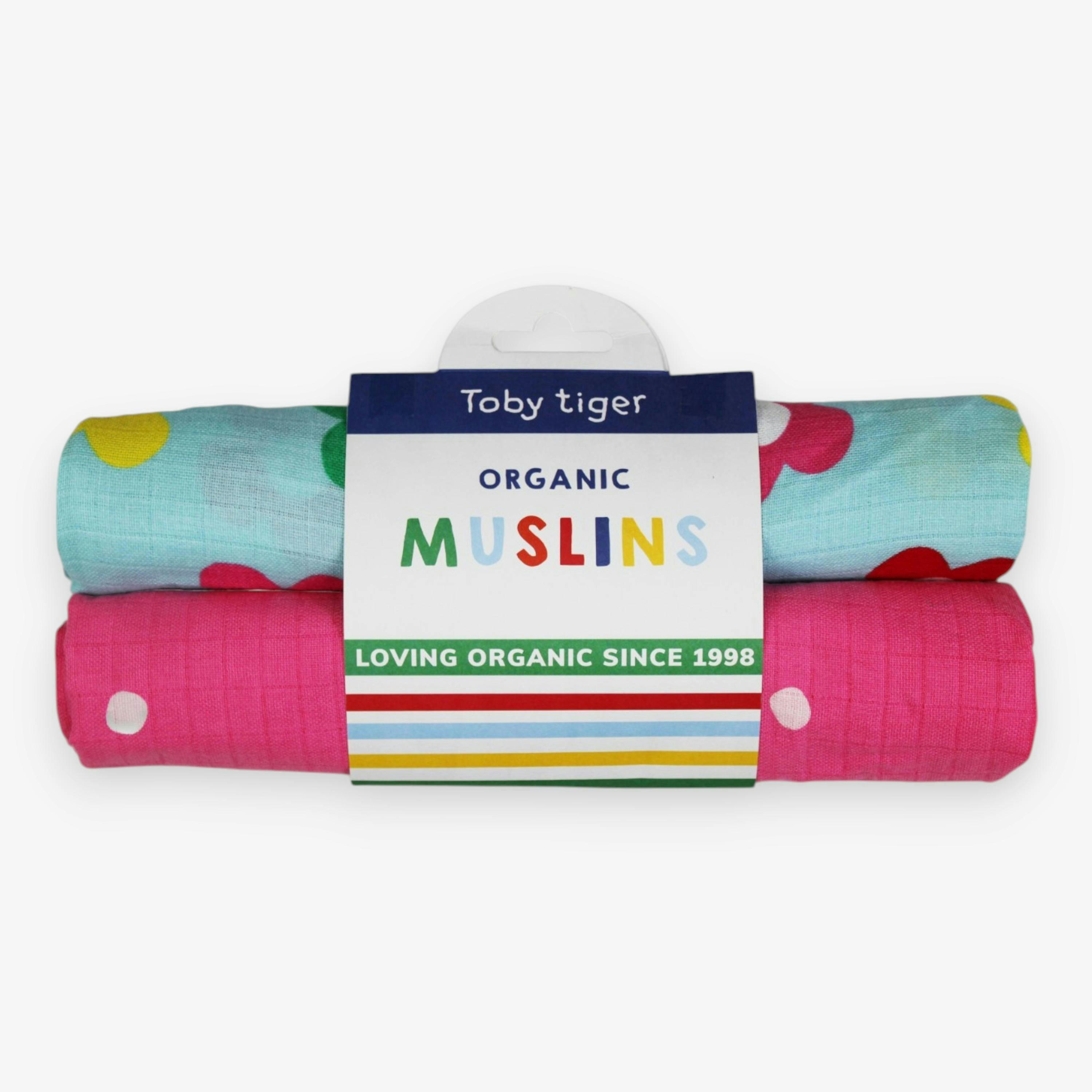 Organic Rainbow Bloom Print 2 Pack Muslins , view 1 of 3