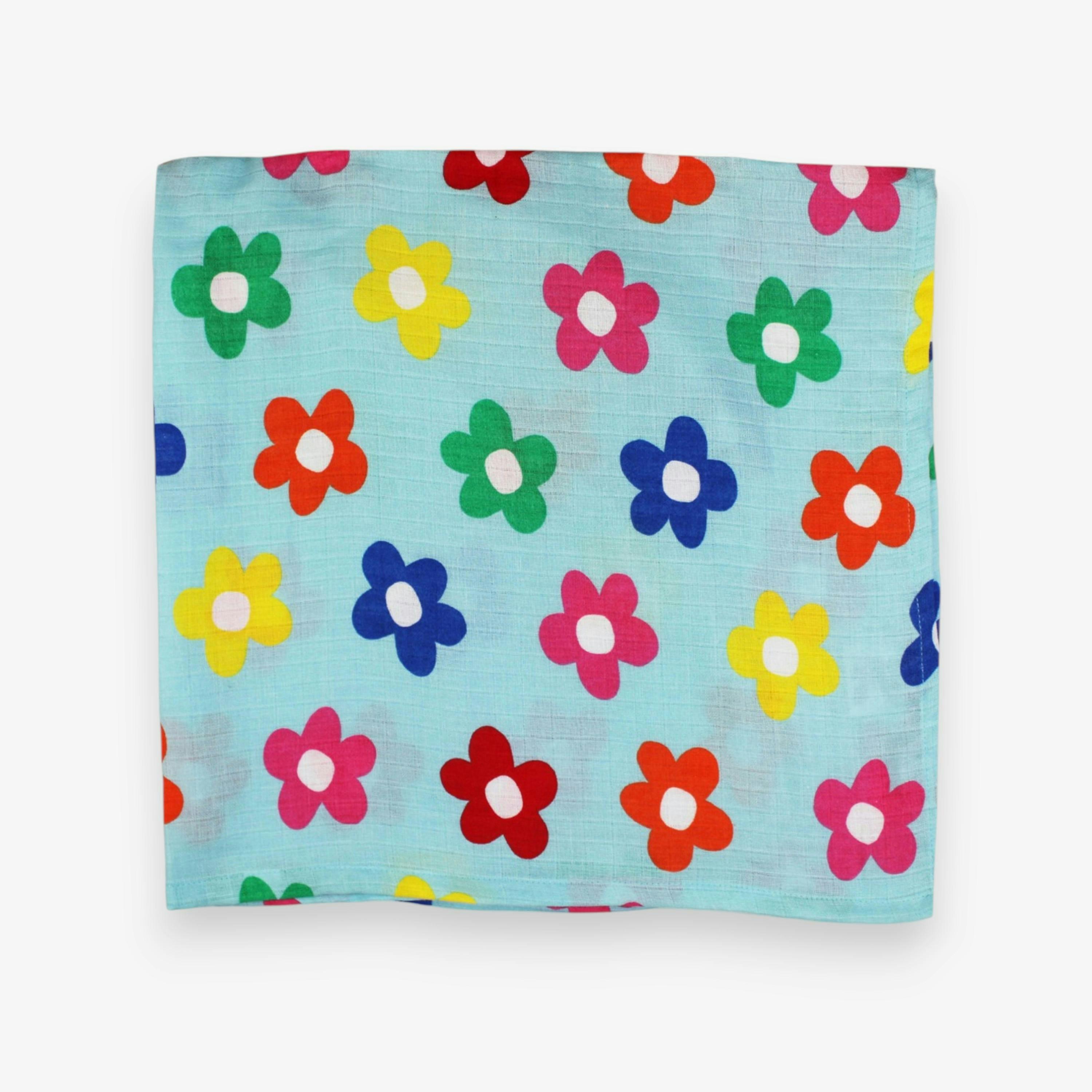 Organic Rainbow Bloom Print 2 Pack Muslins , view 3 of 3