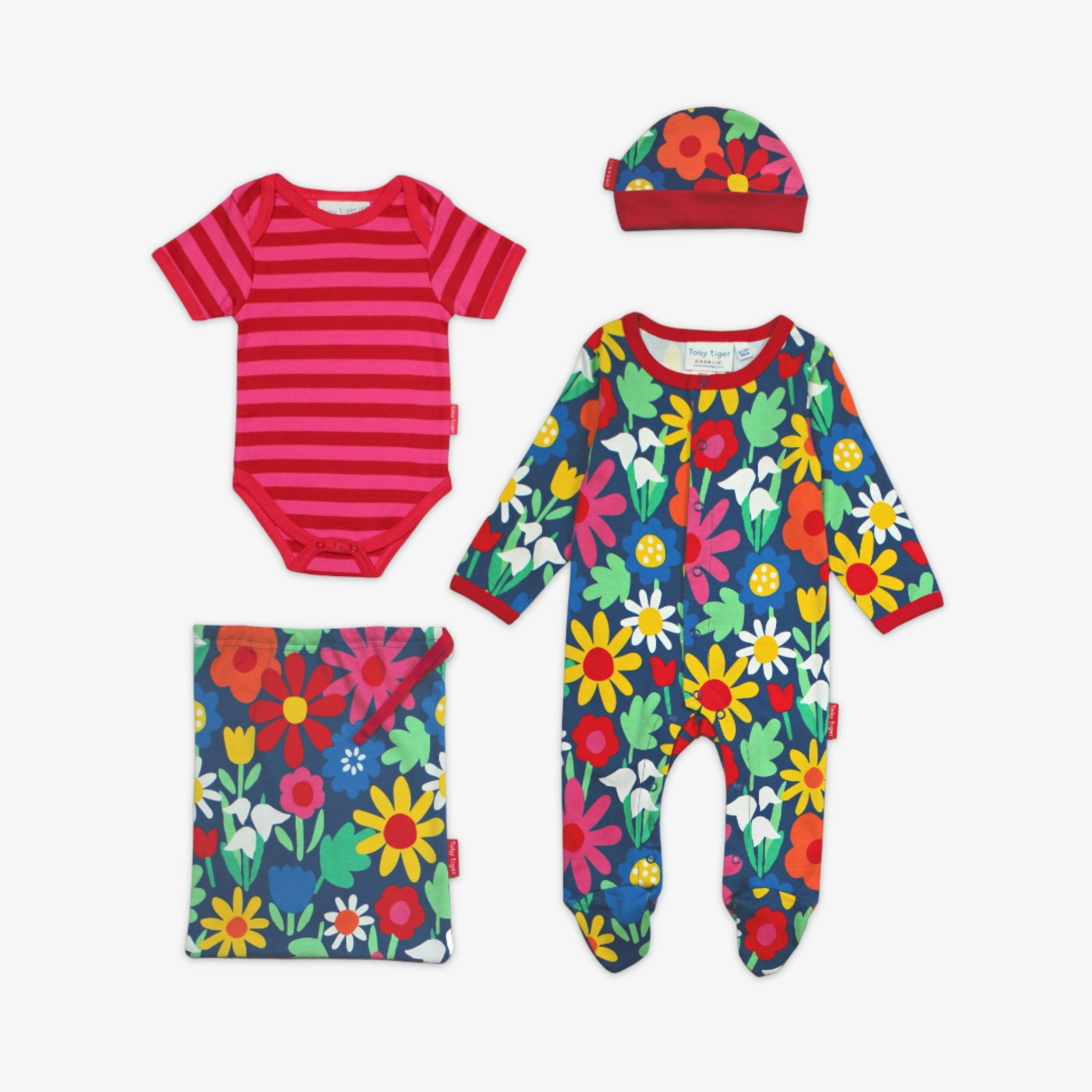 Organic Bold Floral Print Baby Gift Set , view 1 of 1