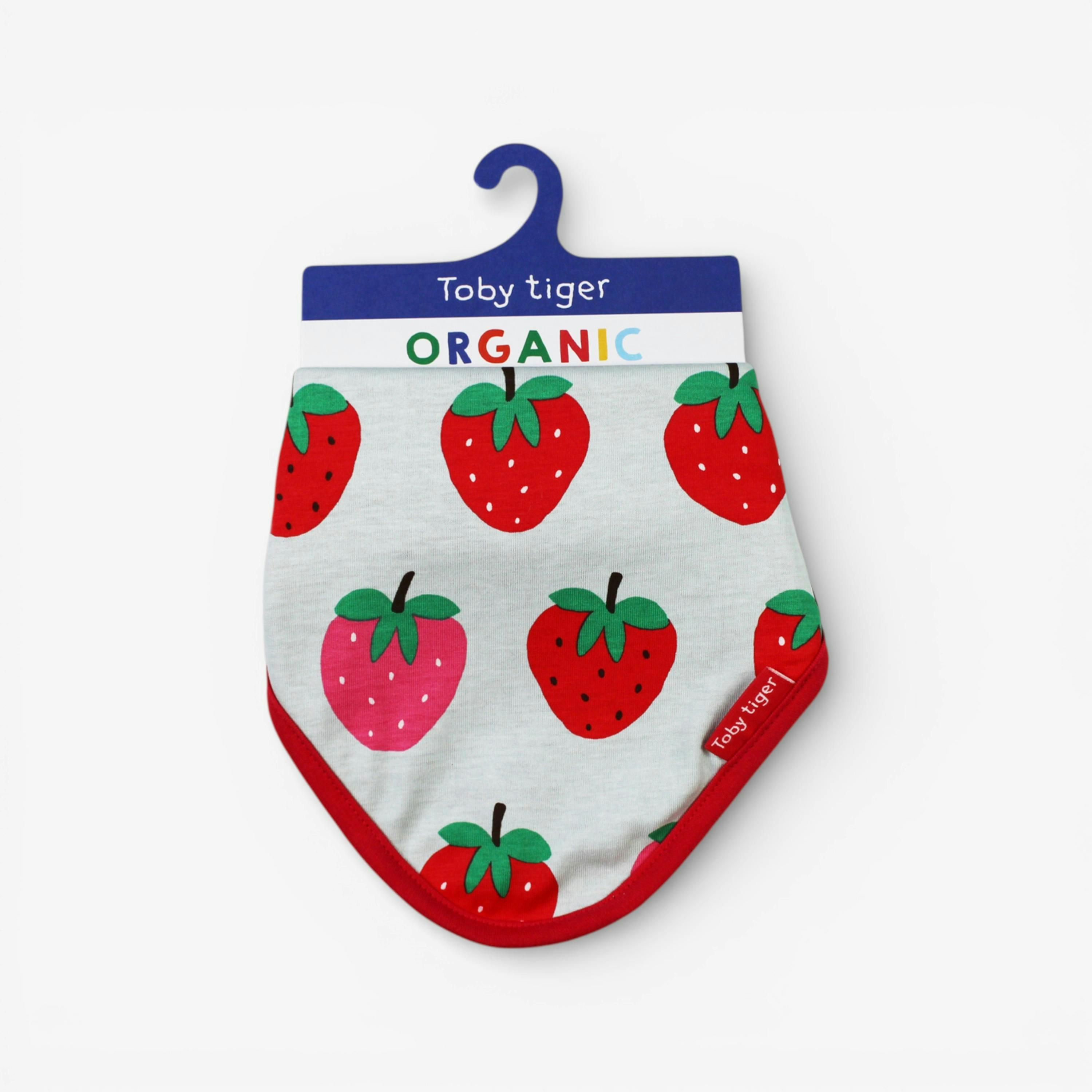 Organic Strawberry Print Dribble Bib , view 1 of 1