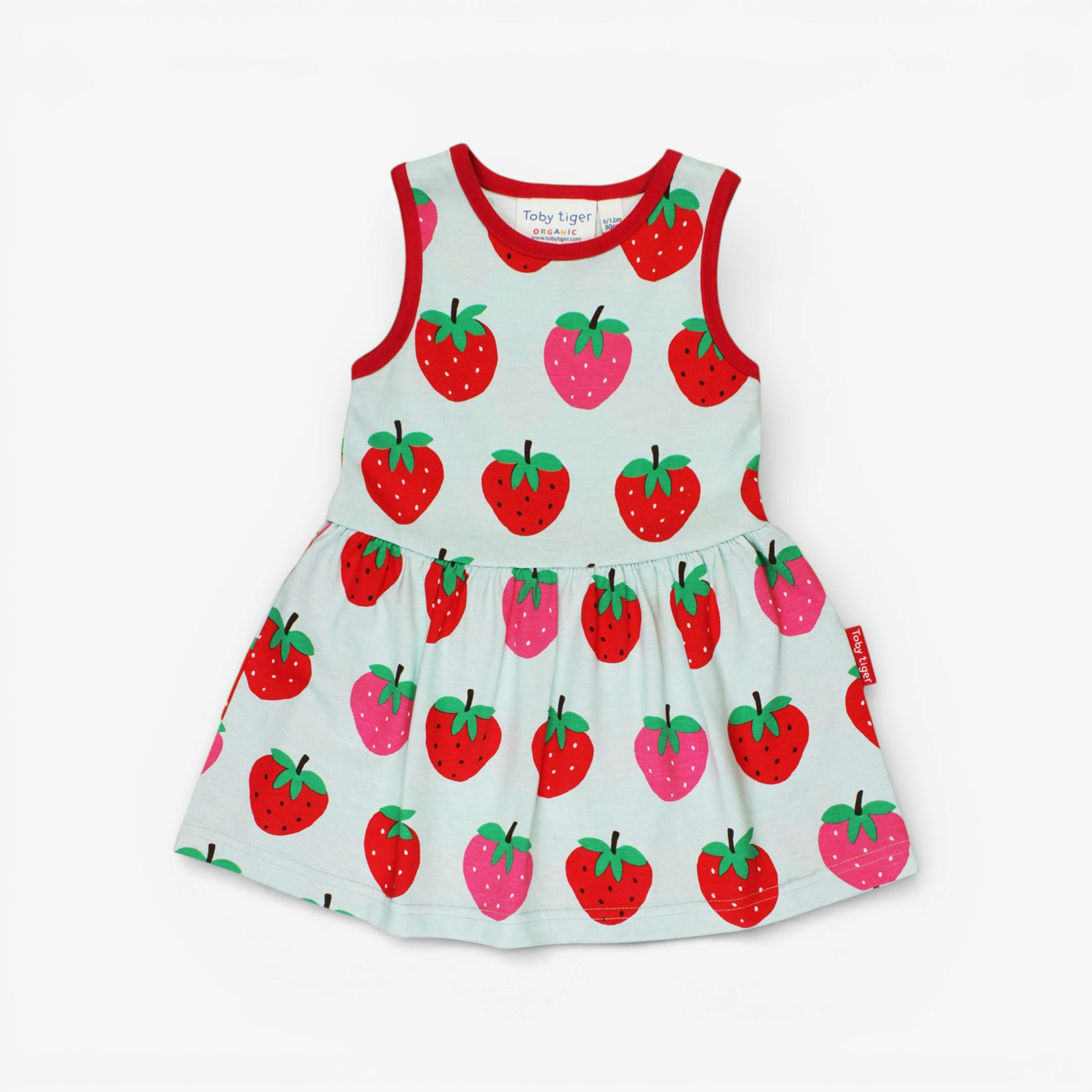 Organic Strawberry Print Summer Dress , view 1 of 1