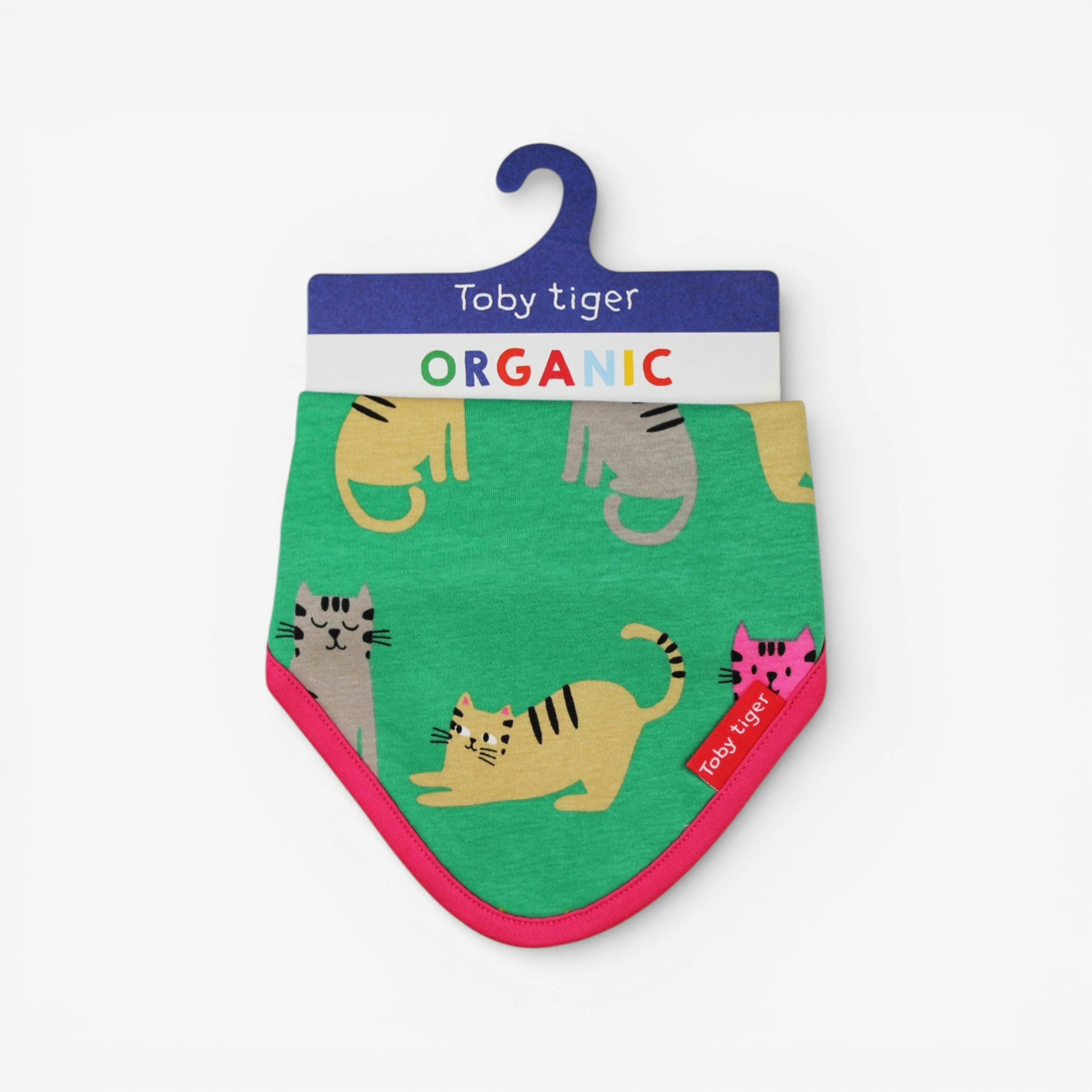 Organic Kitten Print Dribble Bib , view 1 of 3