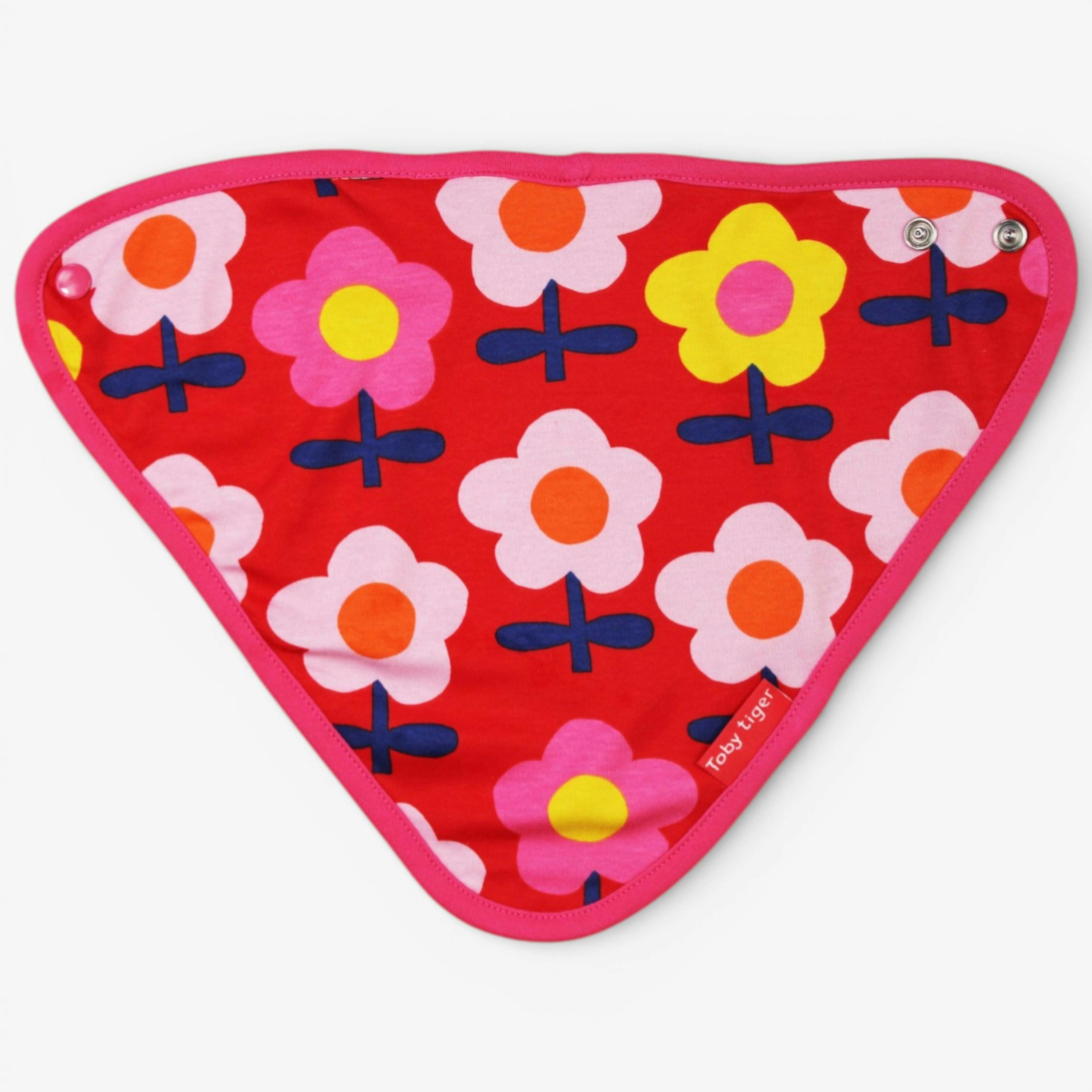 Organic Pink Flower Print Dribble Bib , view 2 of 3