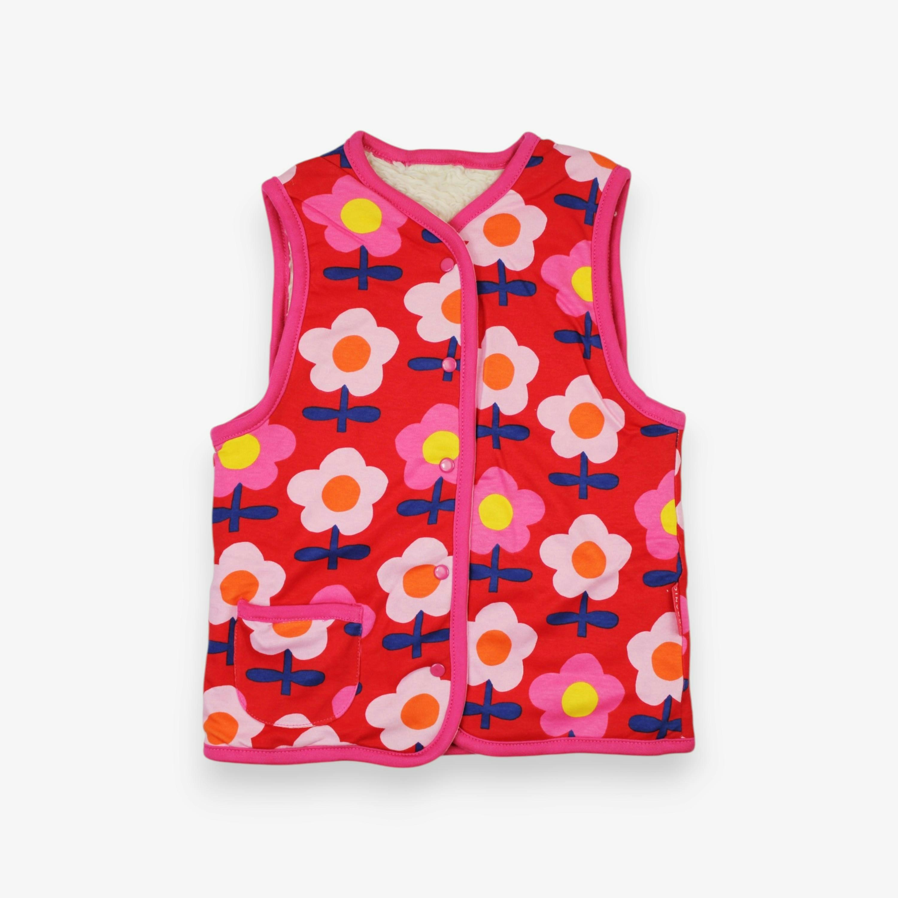 Organic Pink Flower Print Reversible Gilet , view 1 of 3