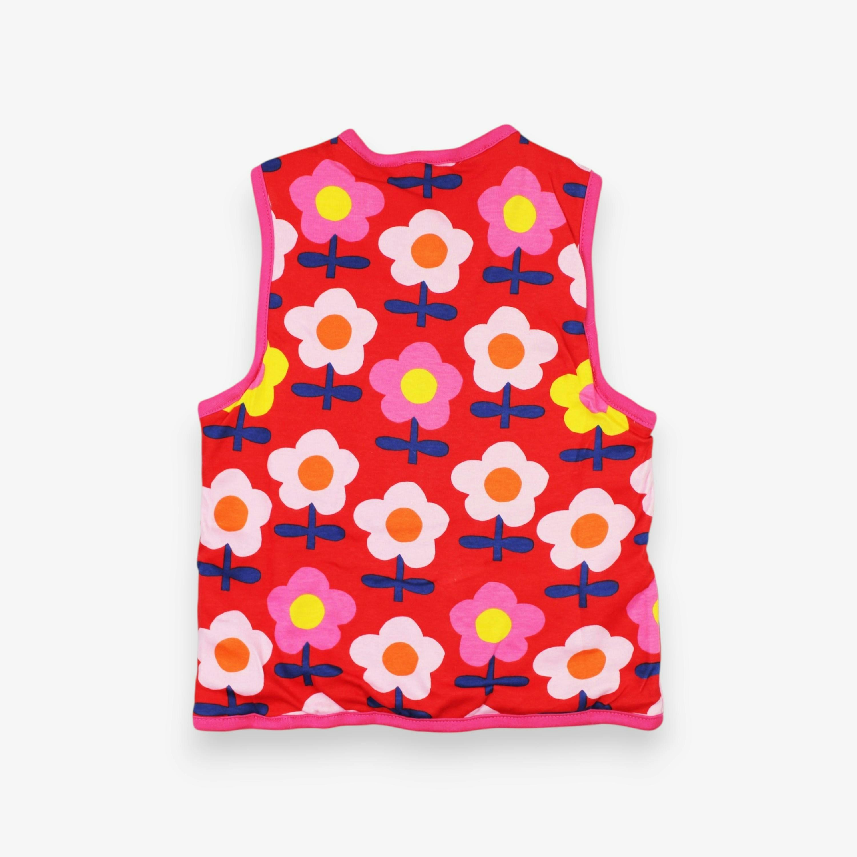 Organic Pink Flower Print Reversible Gilet , view 2 of 3