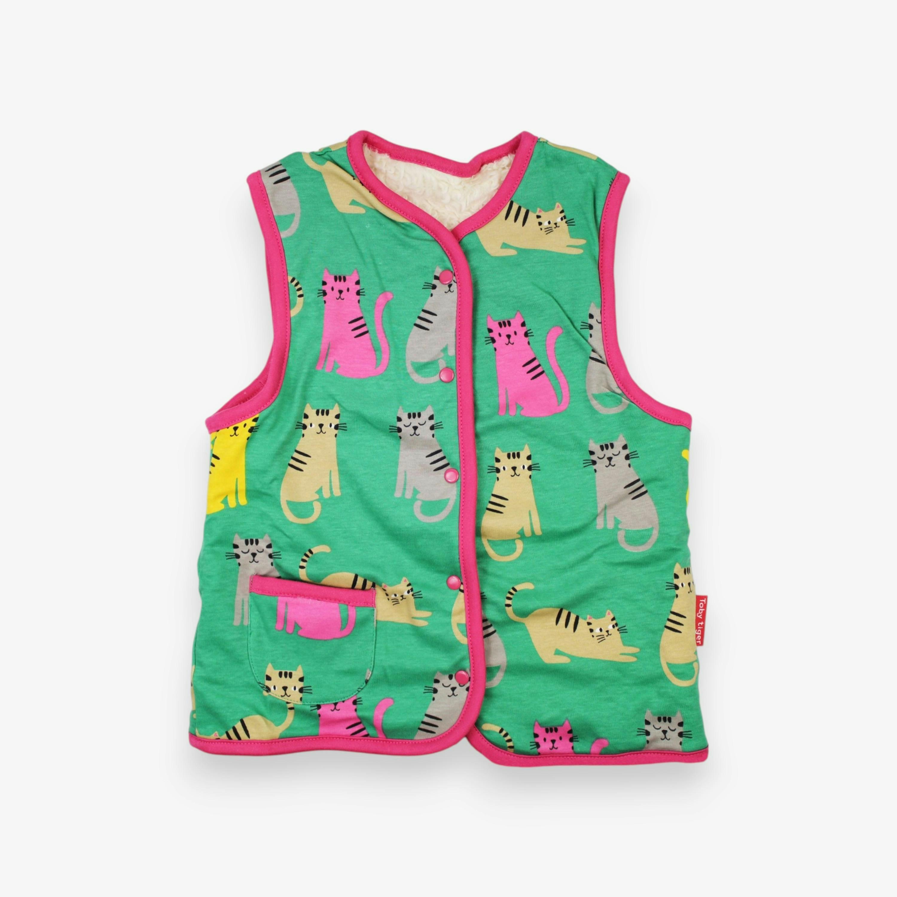 Organic Kitten Print Reversible Gilet , view 1 of 3