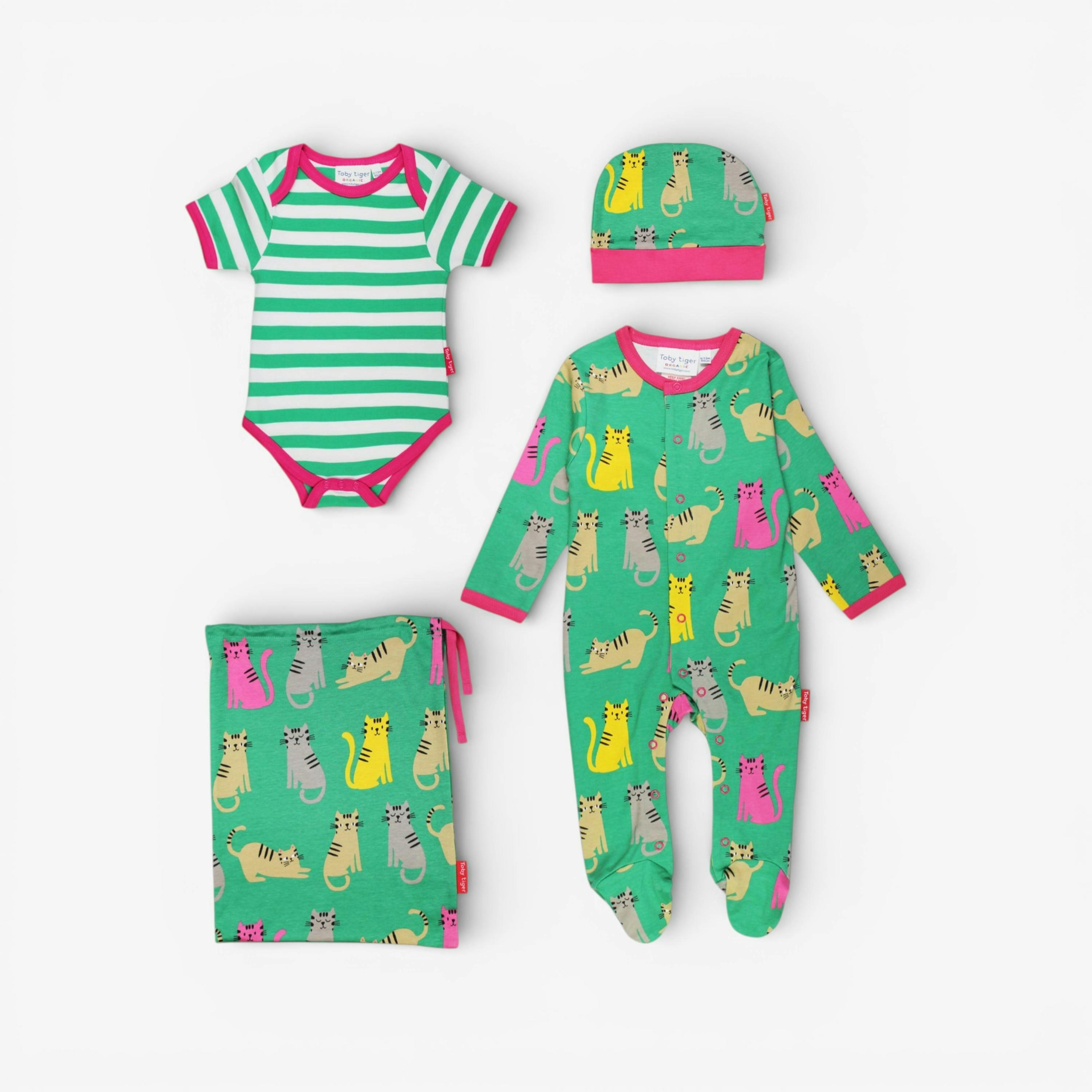 Organic Kitten Print Baby Gift Set , view 1 of 2