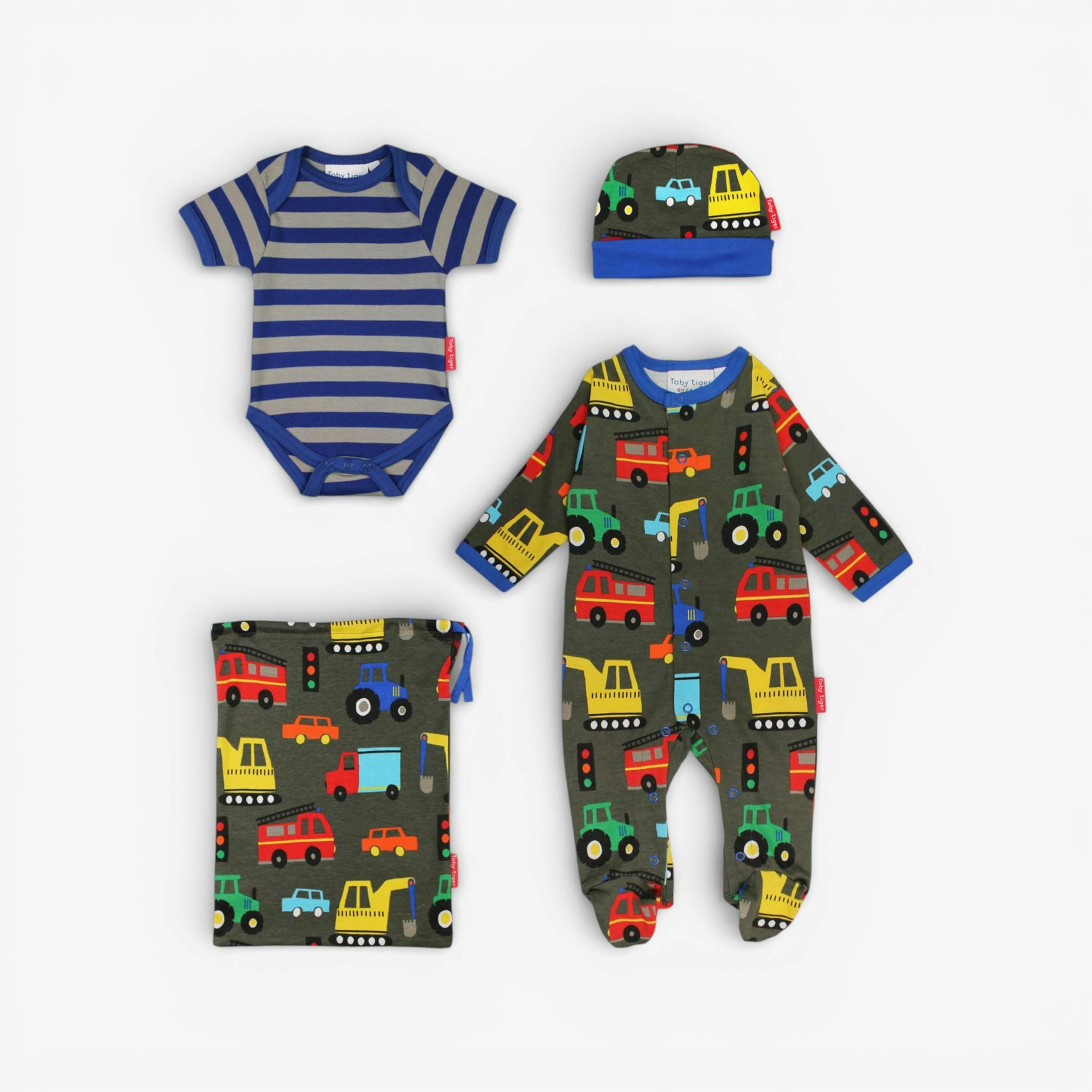 Organic Transport Print Baby Gift Set , view 1 of 2