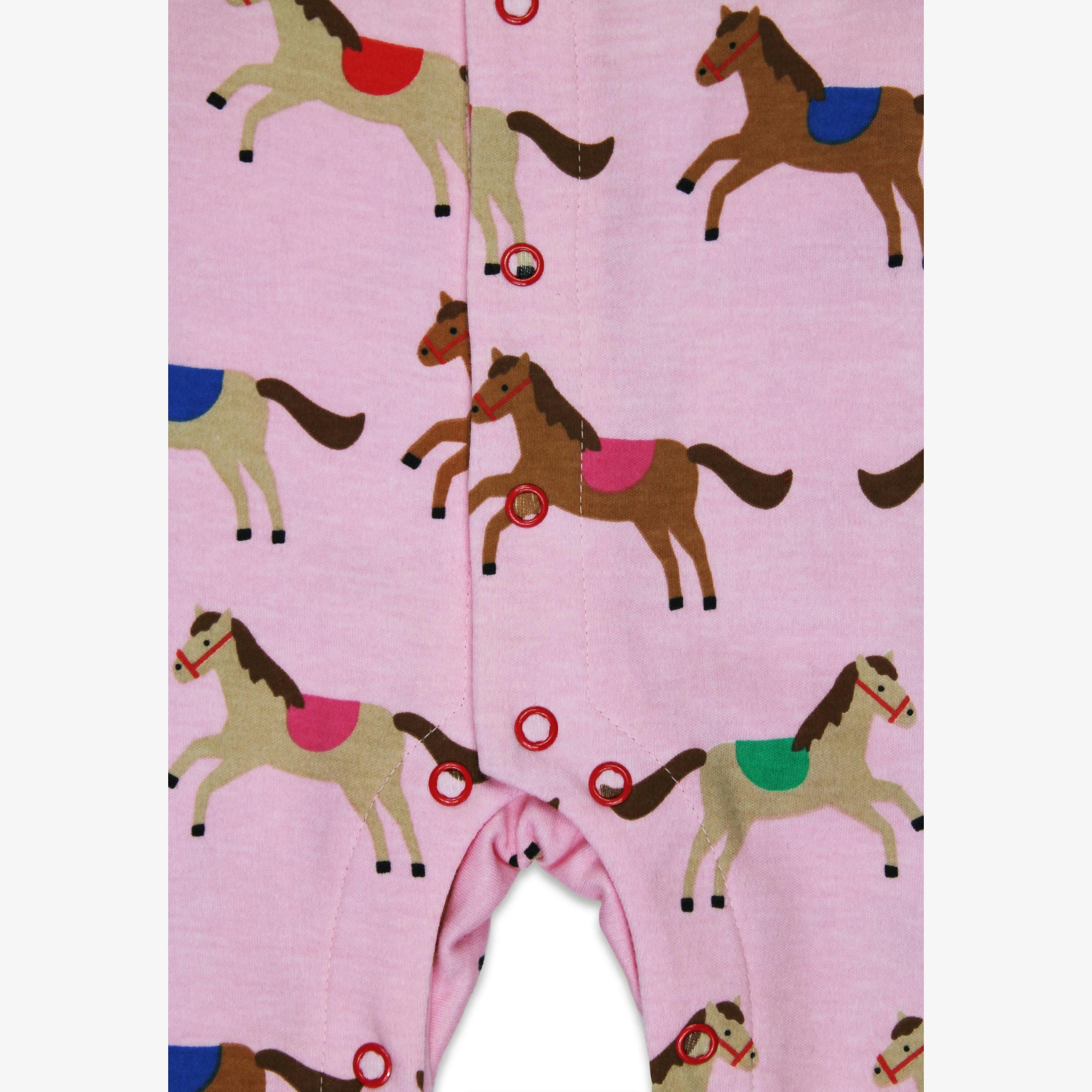 Organic Pink Horse and Pony Print Sleepsuit , view 2 of 3