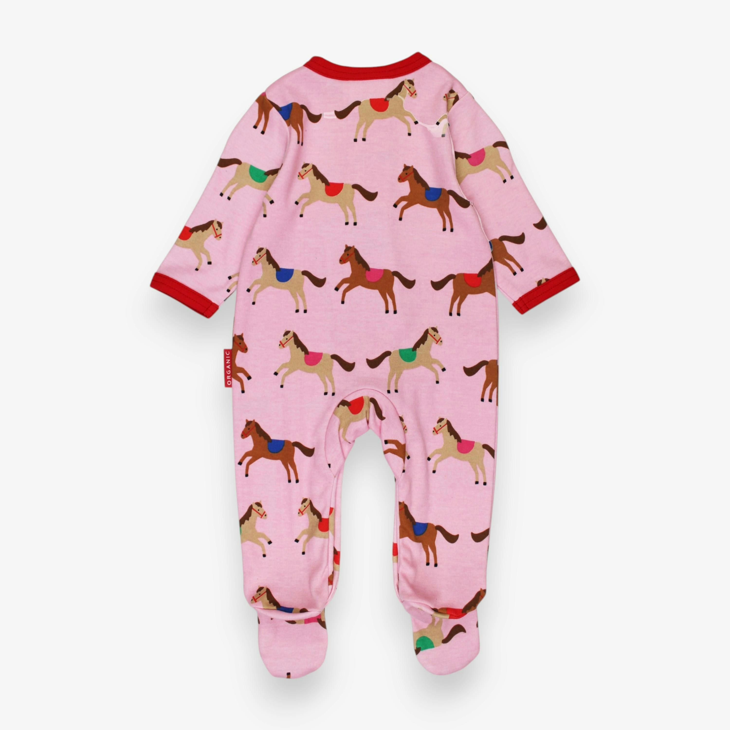 Organic Pink Horse and Pony Print Sleepsuit , view 3 of 3