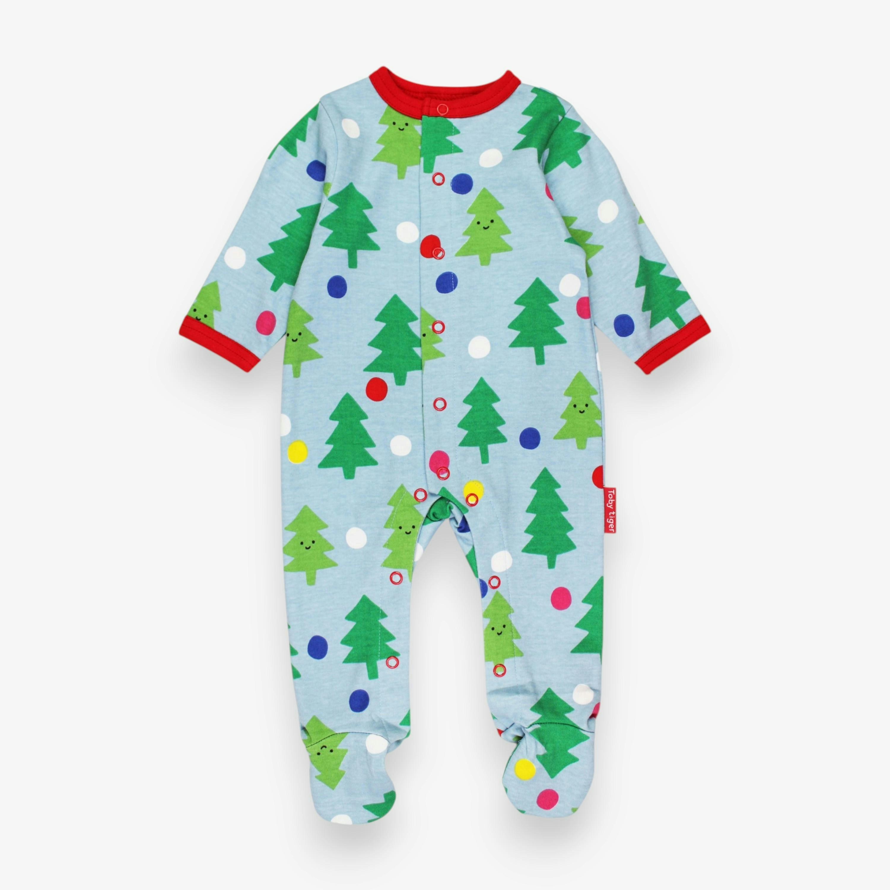 Organic Christmas Tree Print Sleepsuit , view 1 of 3