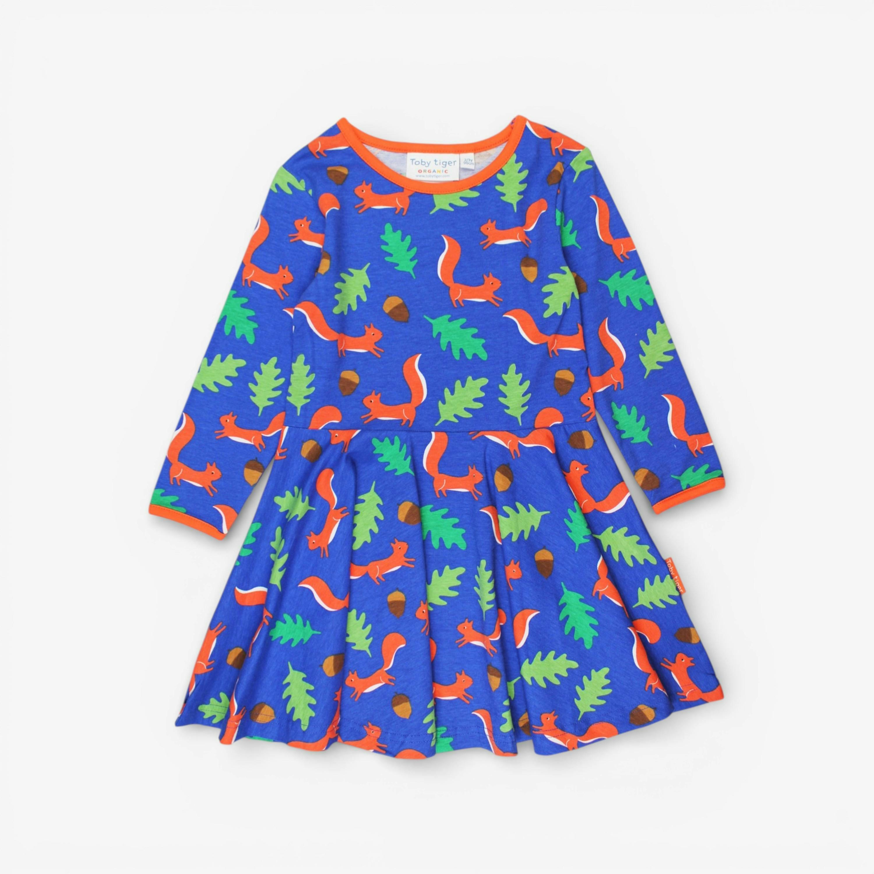 Organic Squirrel Print Long-Sleeved Skater Dress , view 1 of 3