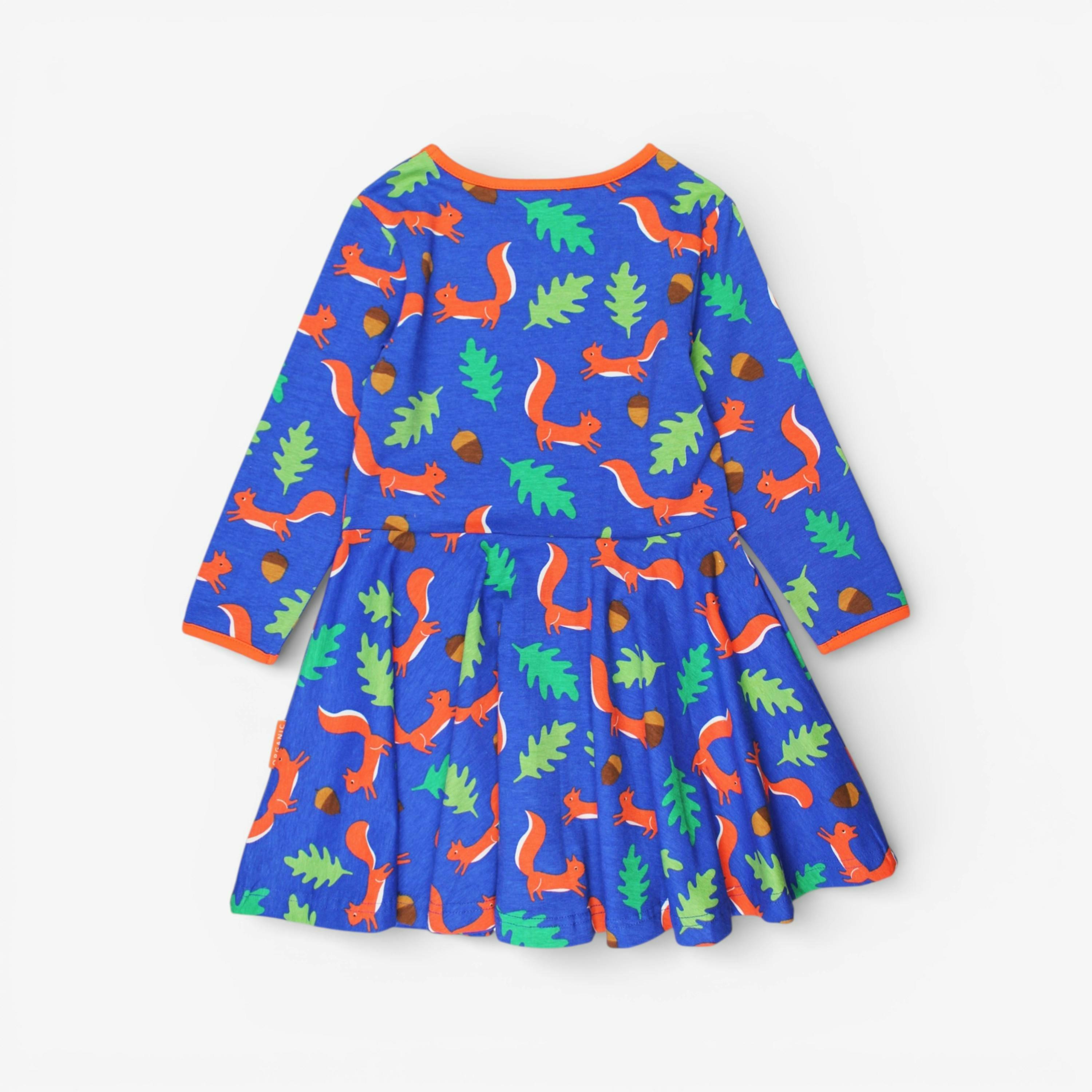 Organic Squirrel Print Long-Sleeved Skater Dress , view 3 of 3