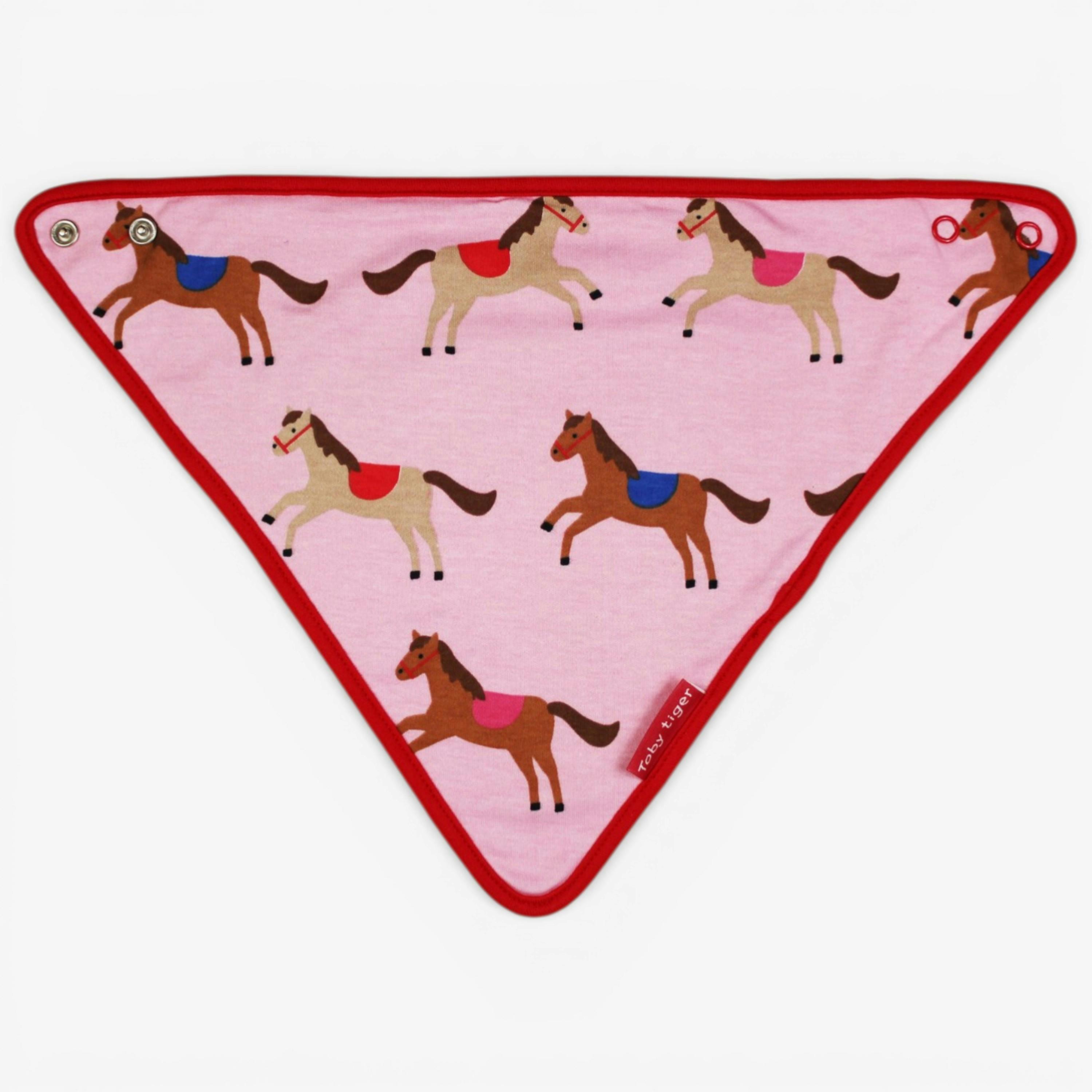 Organic Pink Horse and Pony Print Dribble Bib , view 2 of 3
