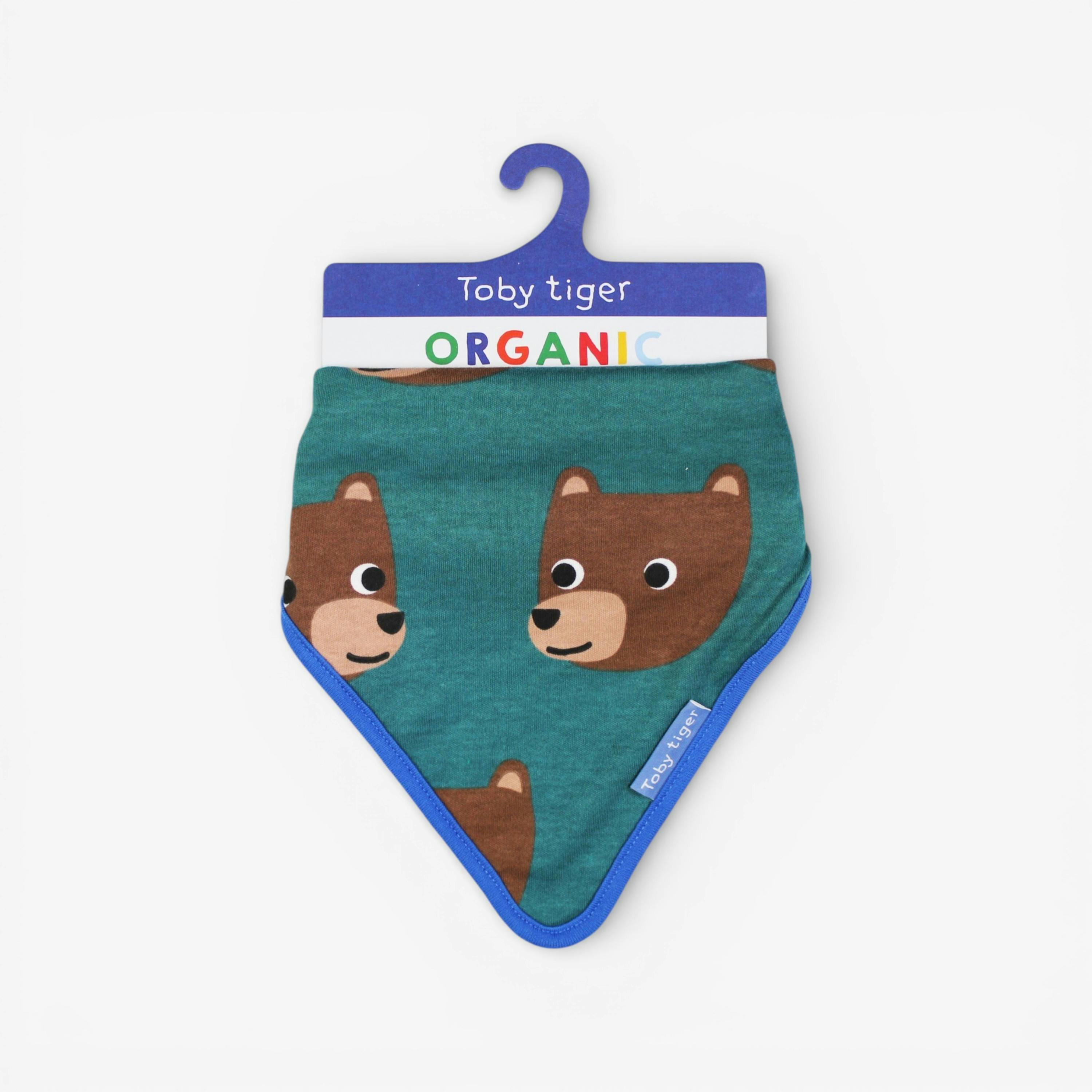 Organic Brown Bear Print Dribble Bib , view 1 of 3