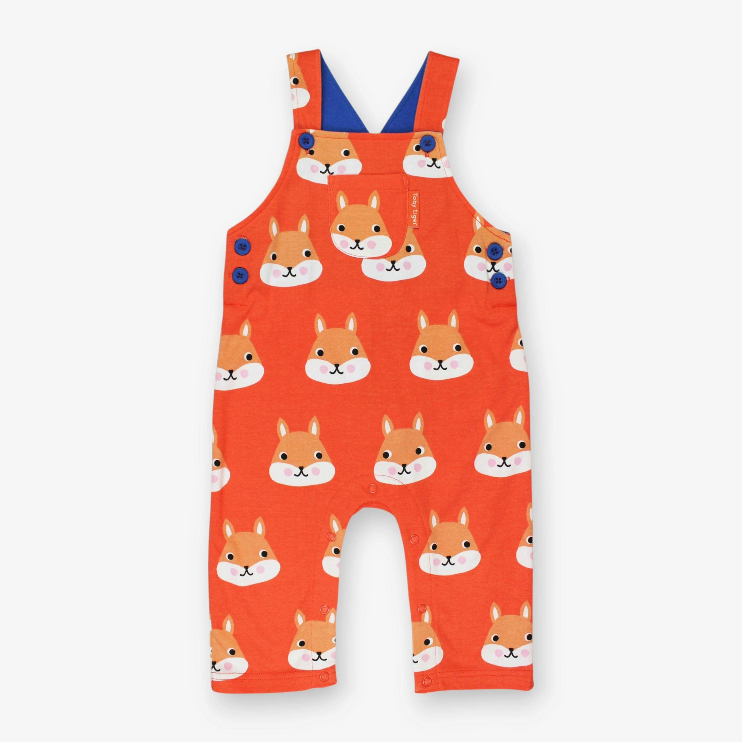 Organic Squirrel Print Dungarees , view 1 of 3