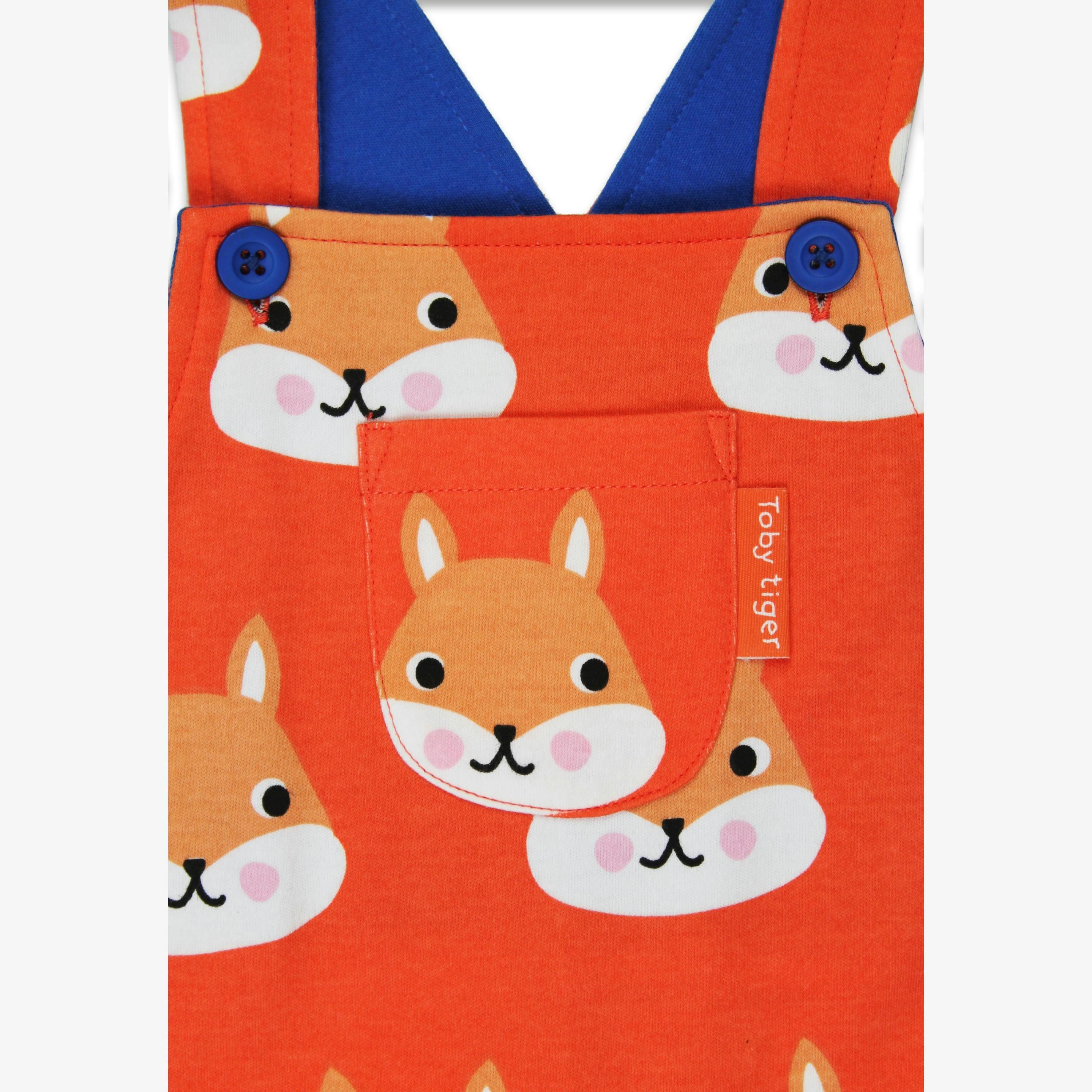 Organic Squirrel Print Dungarees , view 2 of 3