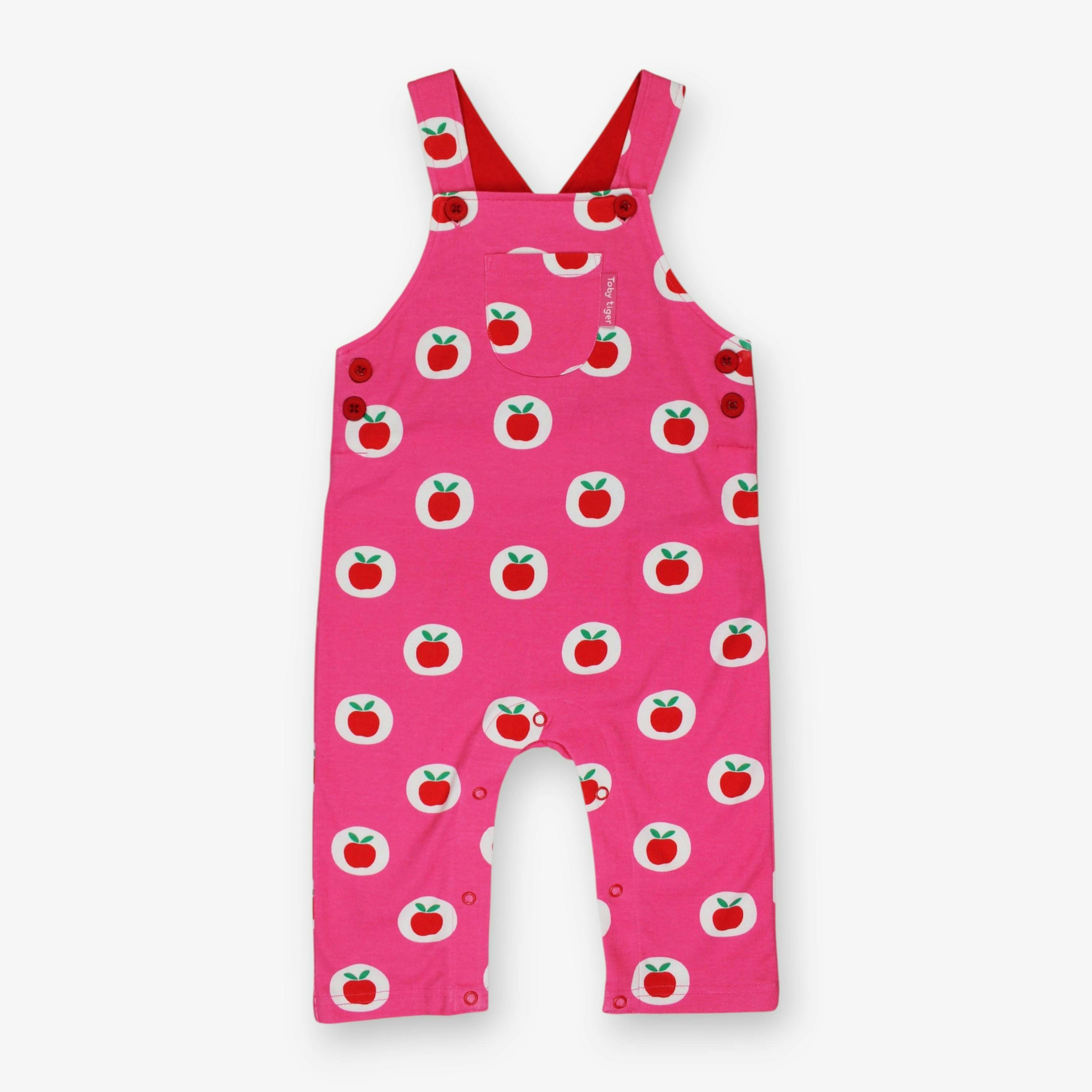 Organic Apple Print Dungarees , view 1 of 3