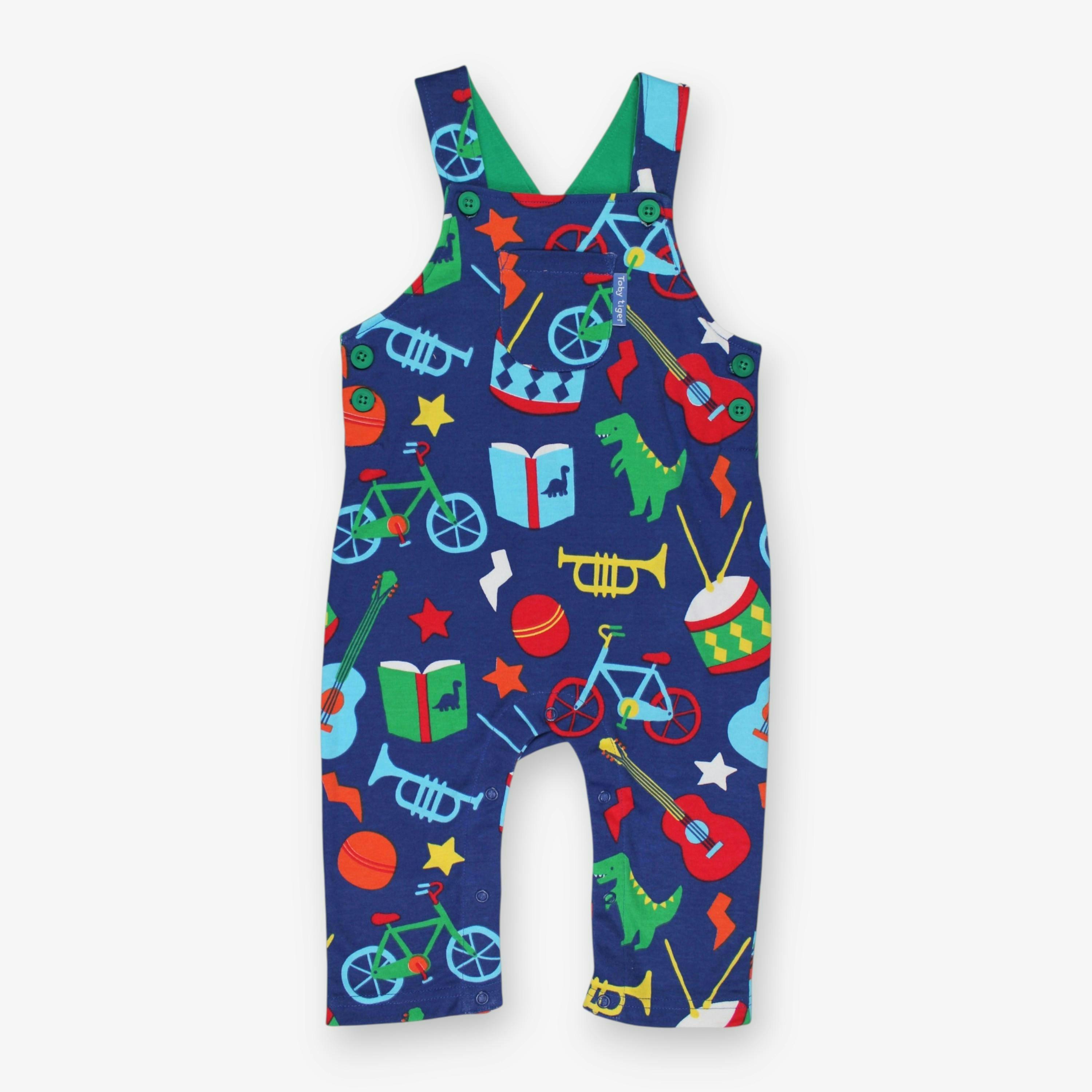 Organic Toys Print Dungarees , view 1 of 3
