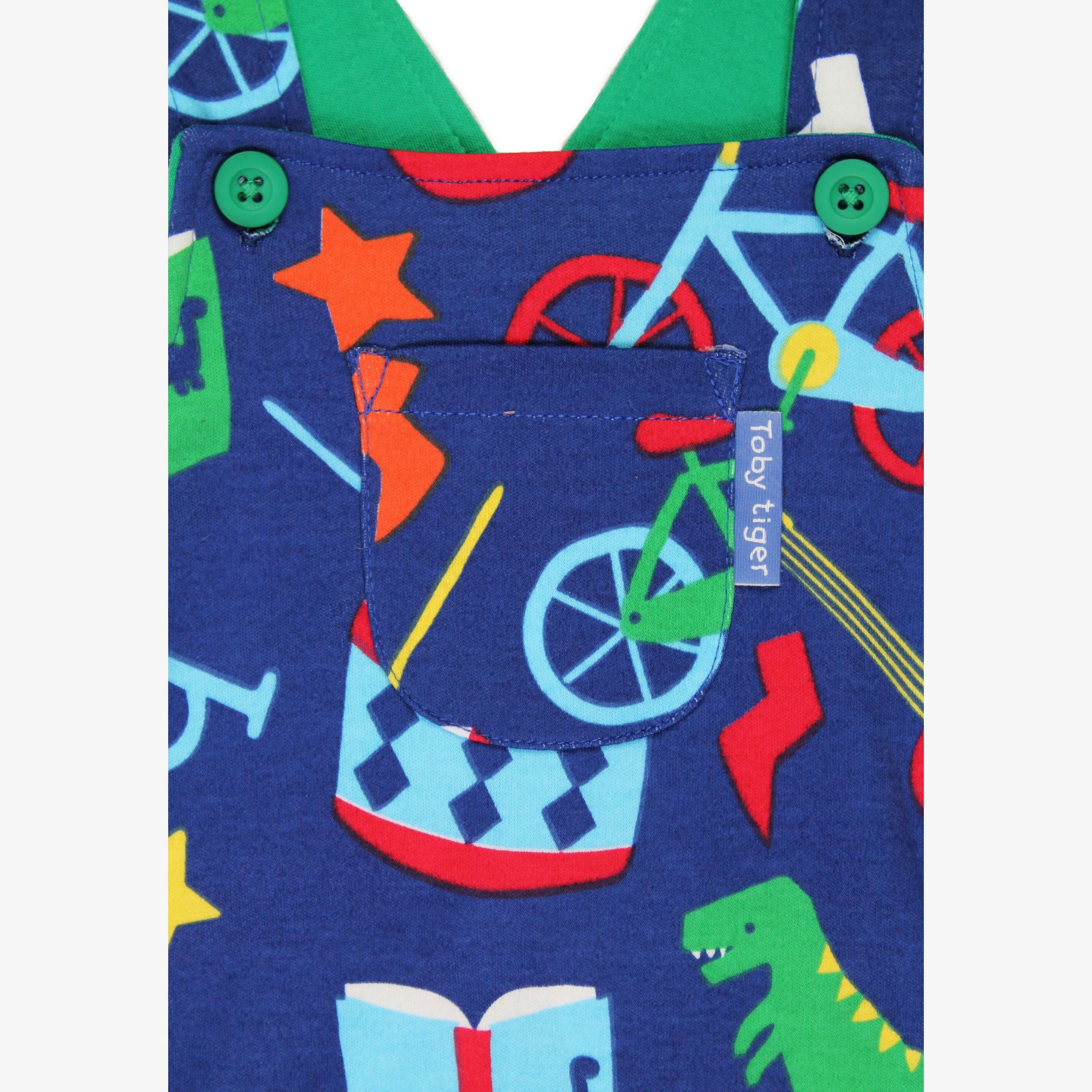 Organic Toys Print Dungarees , view 2 of 3