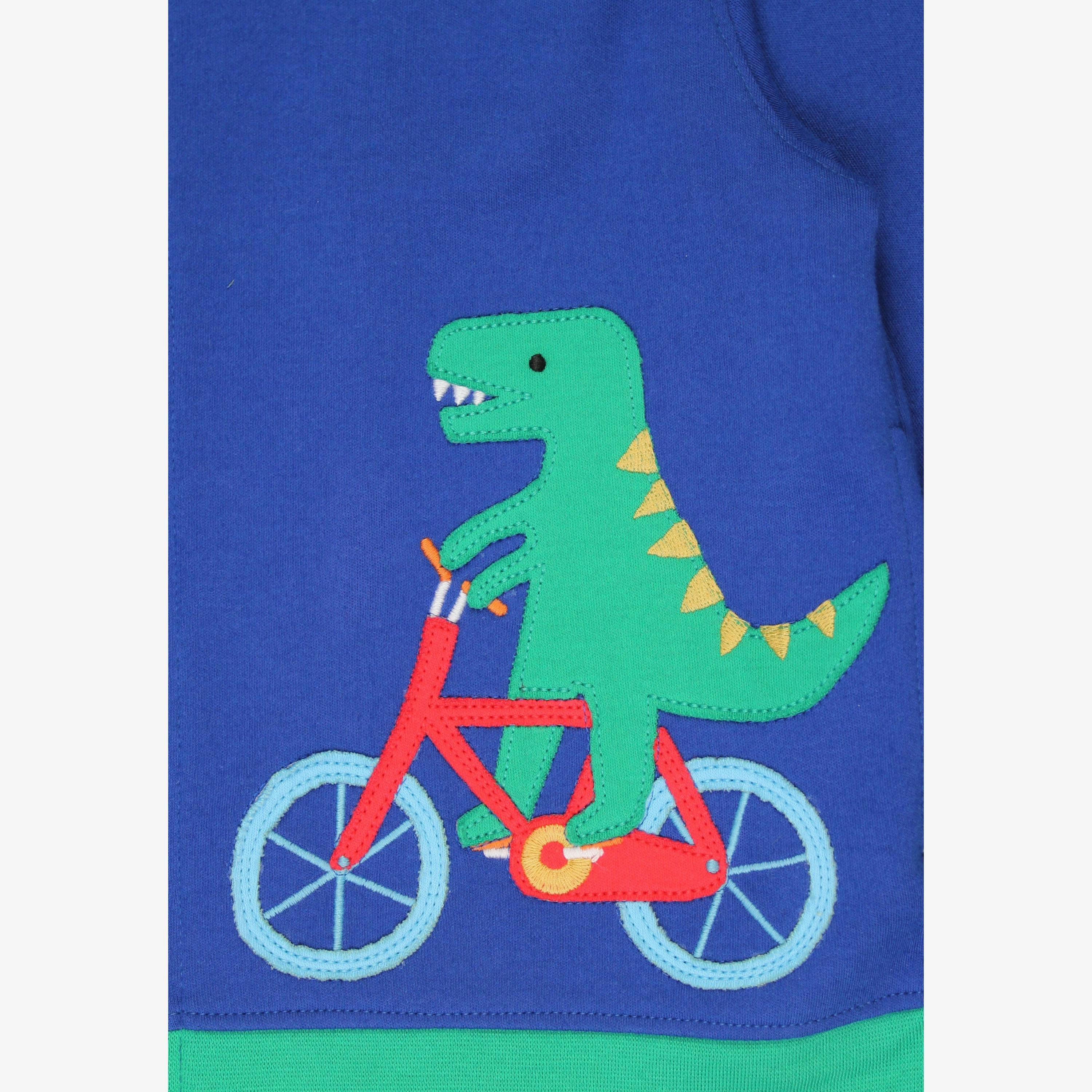 Organic Toys Bicycle Dinosaur Applique Hoodie , view 2 of 3
