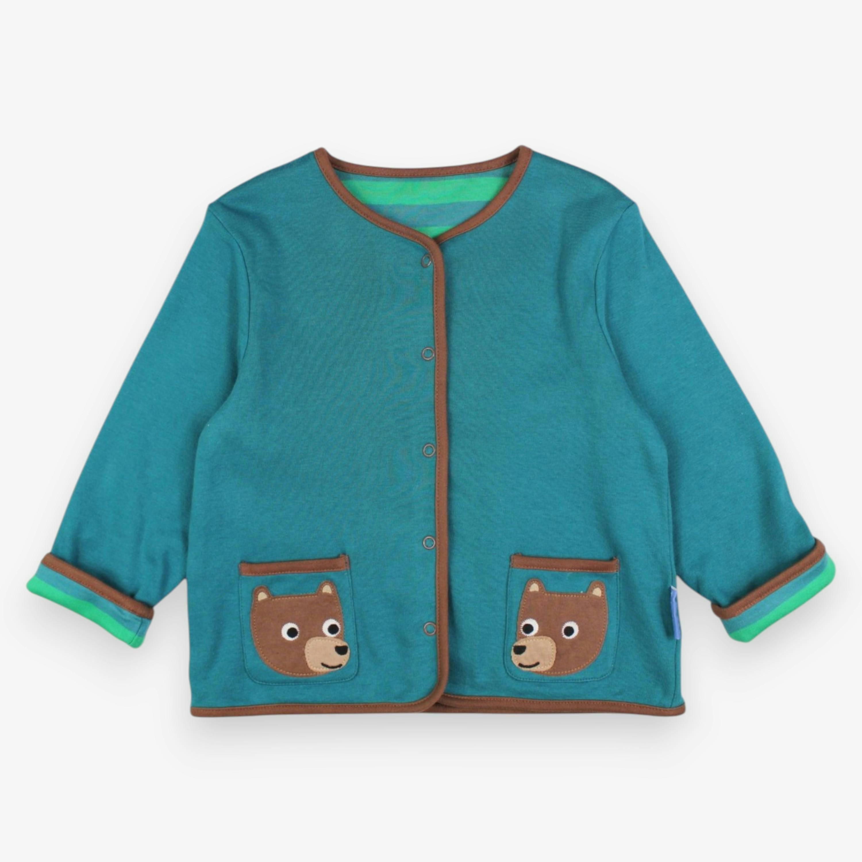 Organic Brown Bear Applique Reversible Jacket , view 1 of 3