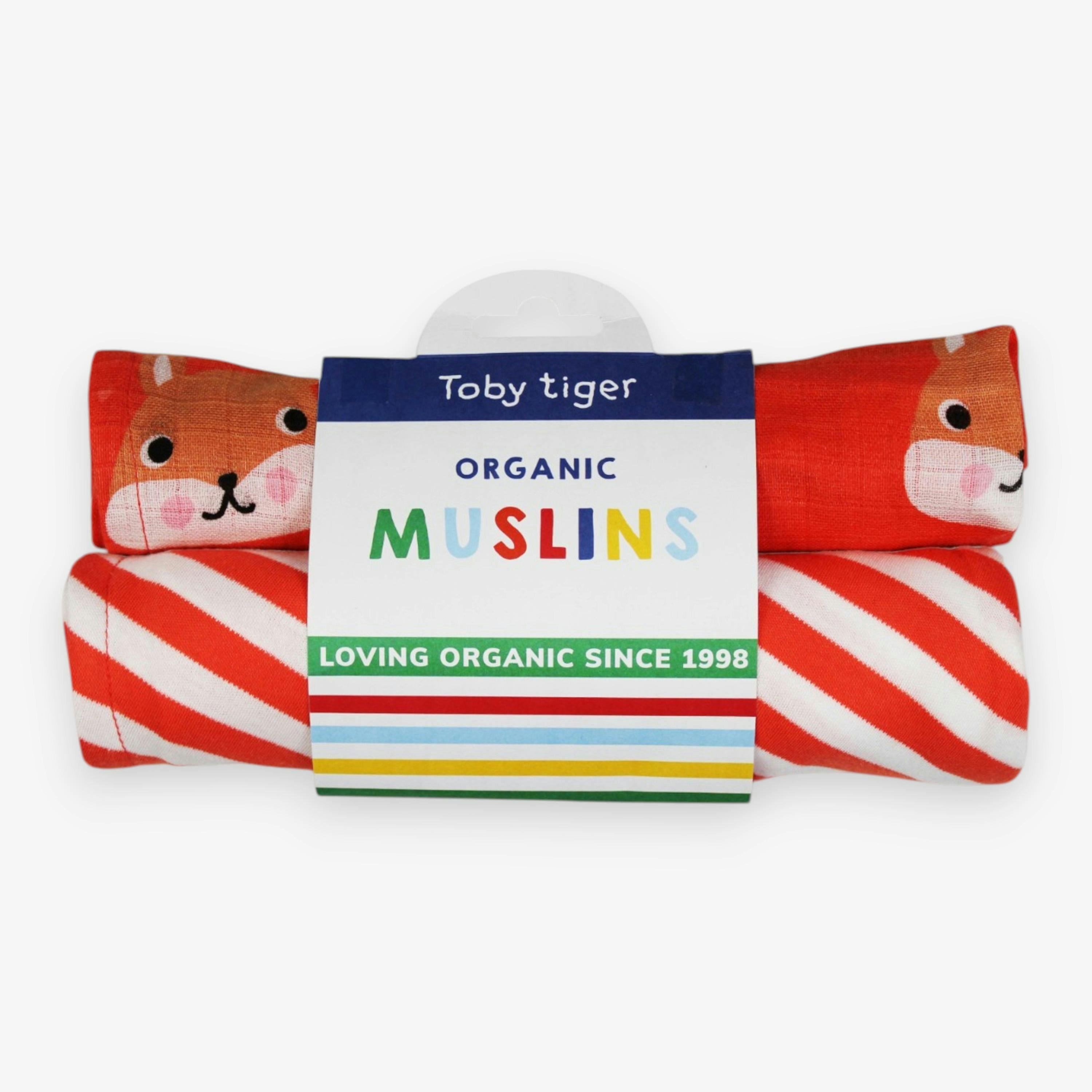 Organic Squirrel Print 2 Pack Muslins , view 1 of 3