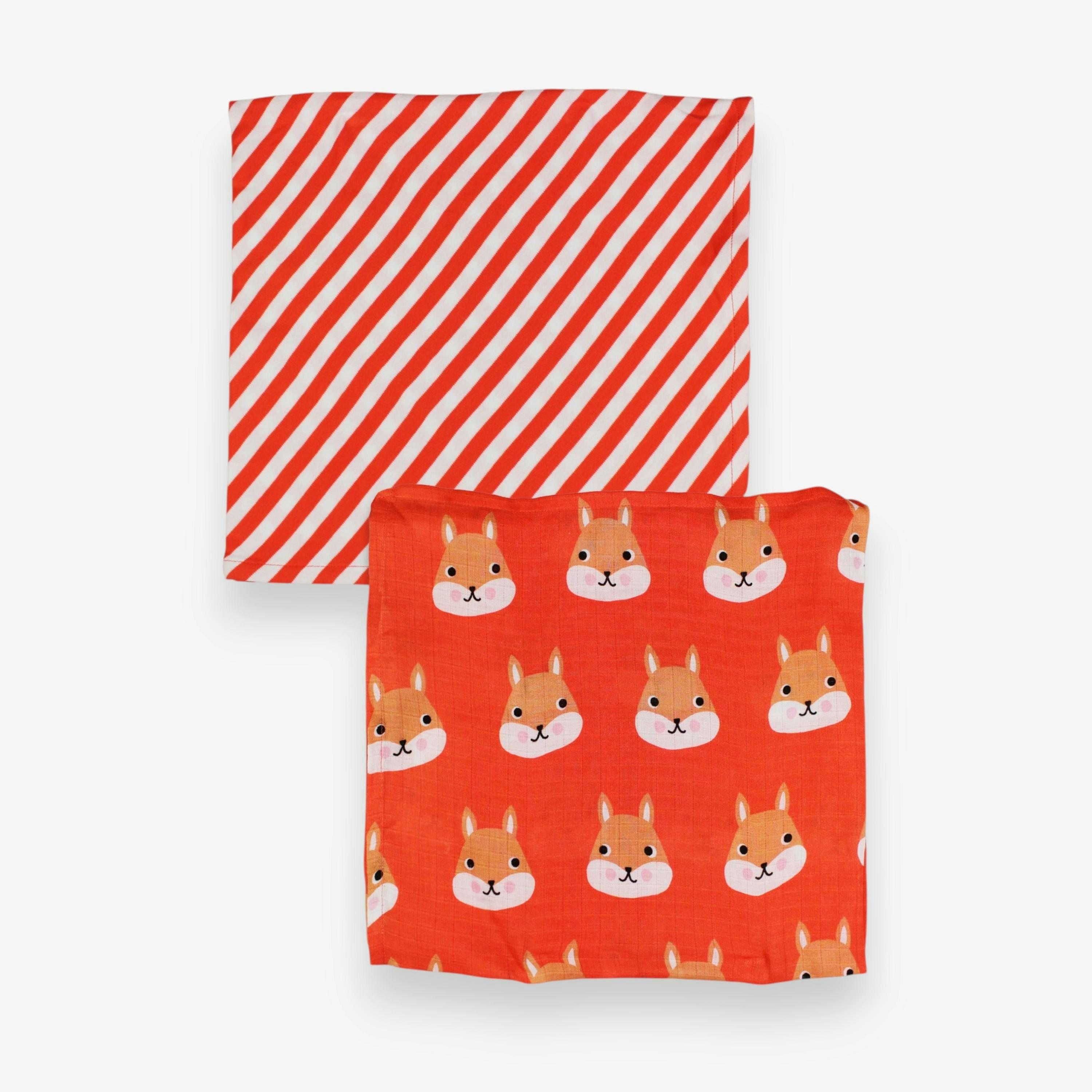 Organic Squirrel Print 2 Pack Muslins , view 2 of 3
