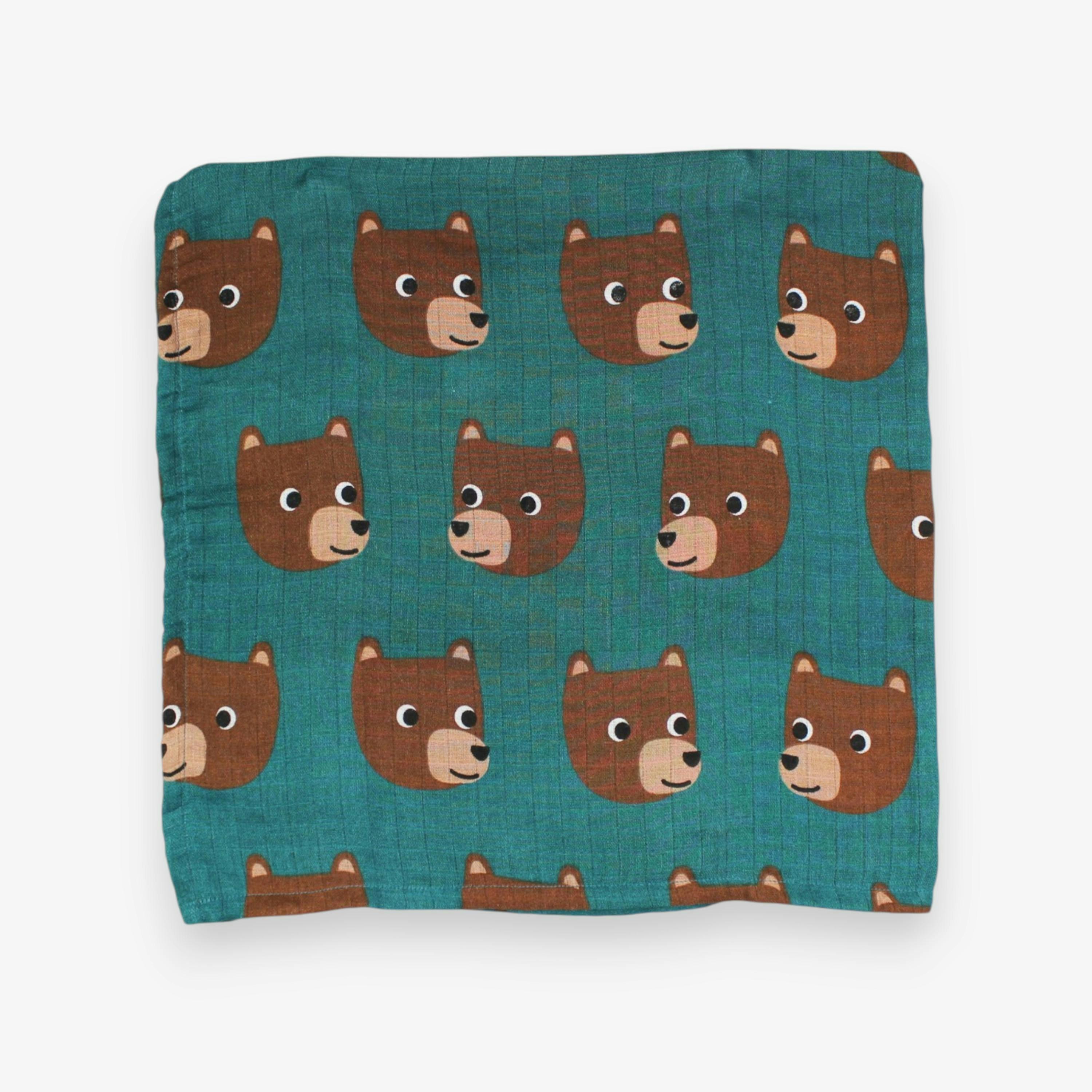 Organic Brown Bear Print 2 Pack Muslin , view 3 of 3