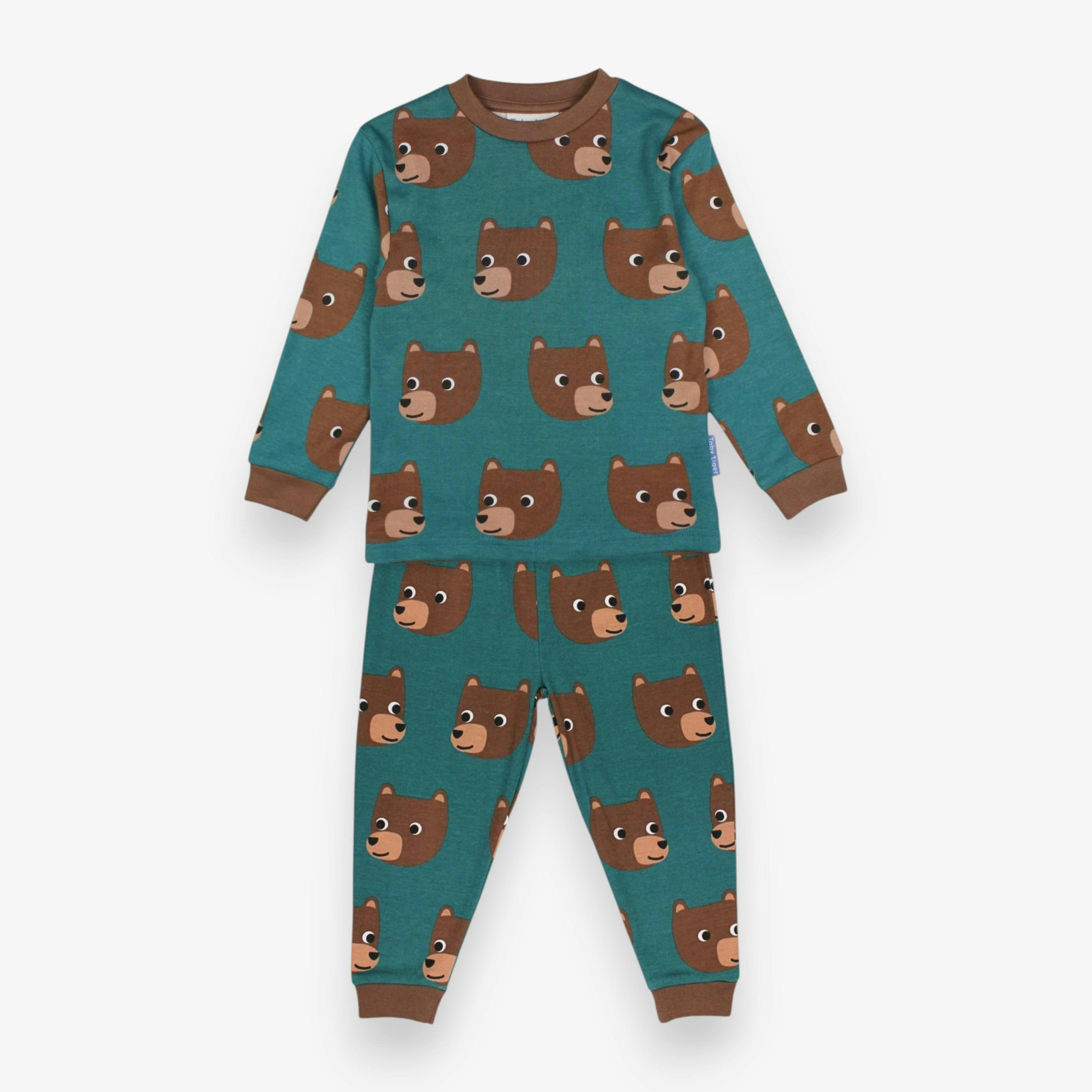 Organic Brown Bear Print Pyjamas , view 1 of 3
